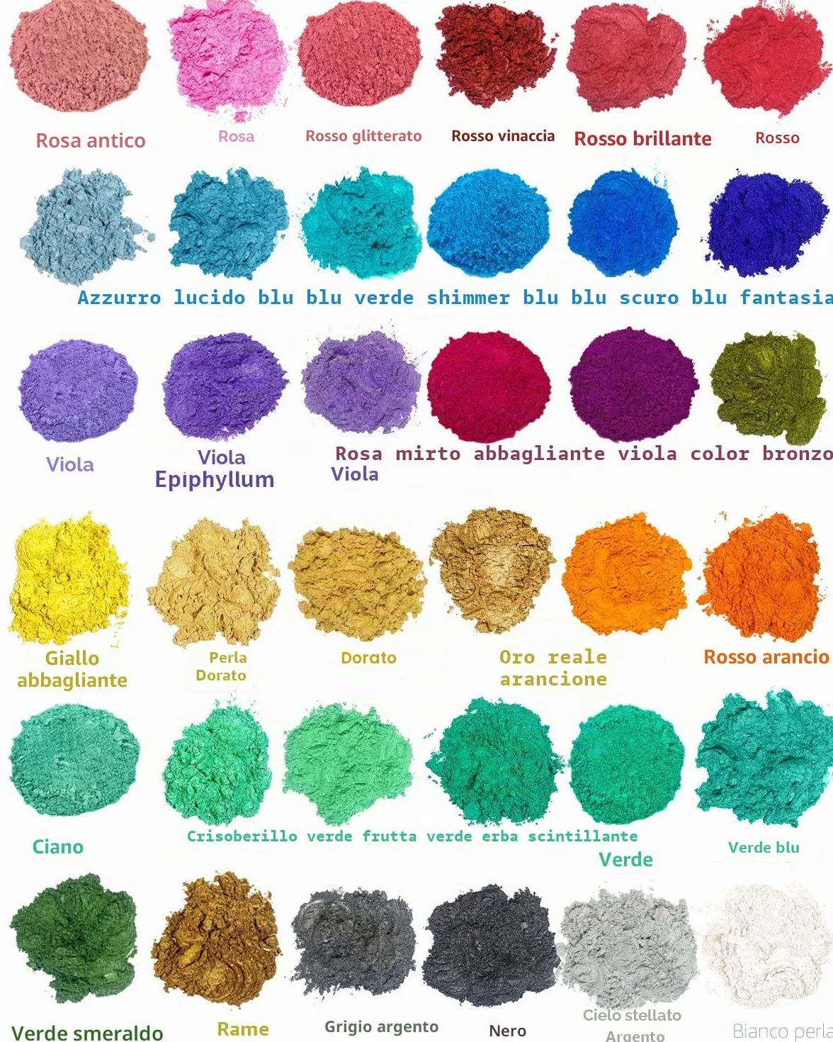 Polvere di Mica, 36 Colori Polvere Pigmento Perlato per Resina Epossidica, 3g/Confezione Set di Pigmenti Perlati per Saponi, Bombe da Bagno, Candele, Artigianato, Smalti per Unghie