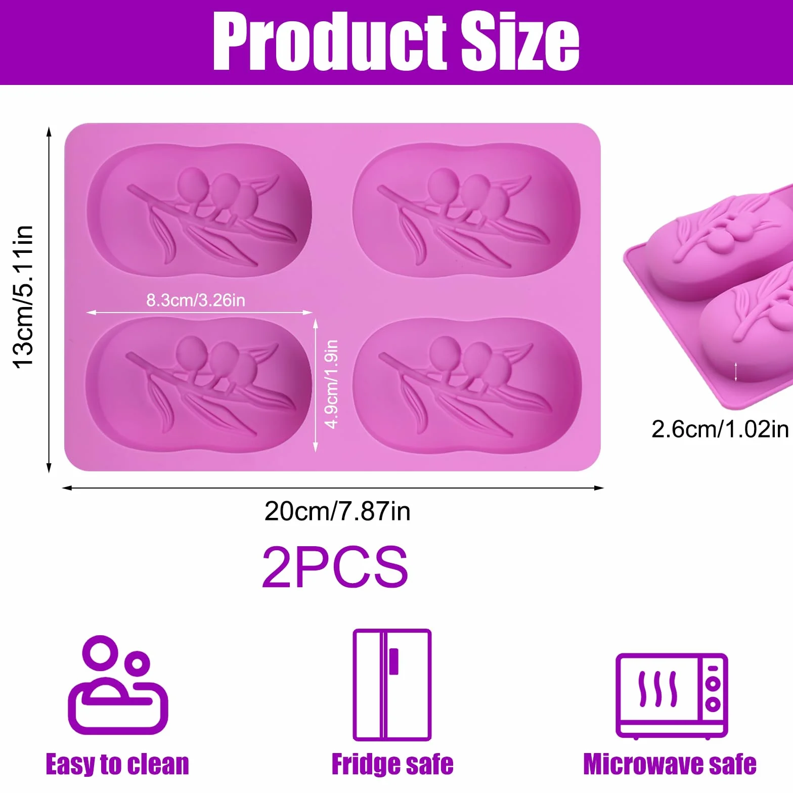 Kit Fai Da Te Saponette 2 Pezzi Stampo, 4 Cavità per Sapone, Stampi Silicone Ovali