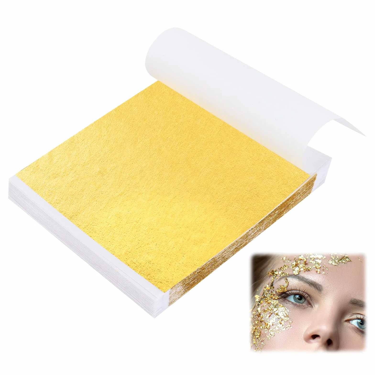 UKOFEW Fogli di Foglia Oro,100 Pezzi Foglia D'oro Imitazione,Lamina D'oro per Doratura,8cm x 8,5cm,Ideali per Doratura, Artigianato, Progetti Artistici e Decorazioni