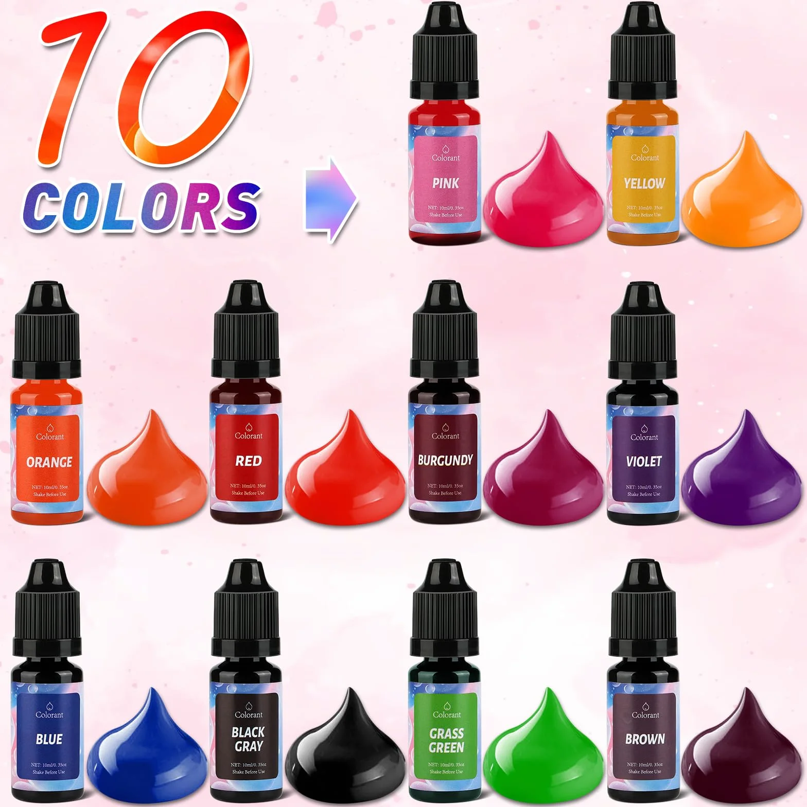 Cera per candele, 10 colori, colorante liquido, per cera di soia, api, paraffina, palma, gel