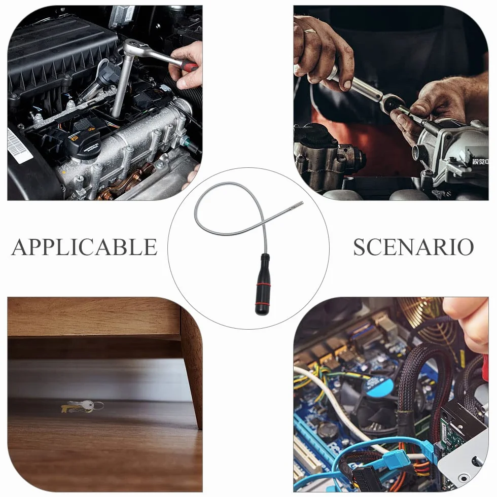 2 Pezzi Calamita Flessibile,Sollevatore Magnetico Flessibile Calamita Meccanico Strumento Magnetico Flessibile per Raccolta di Piccole Parti Dadi Bulloni Viti Chiave Ricambi Auto (600mm)