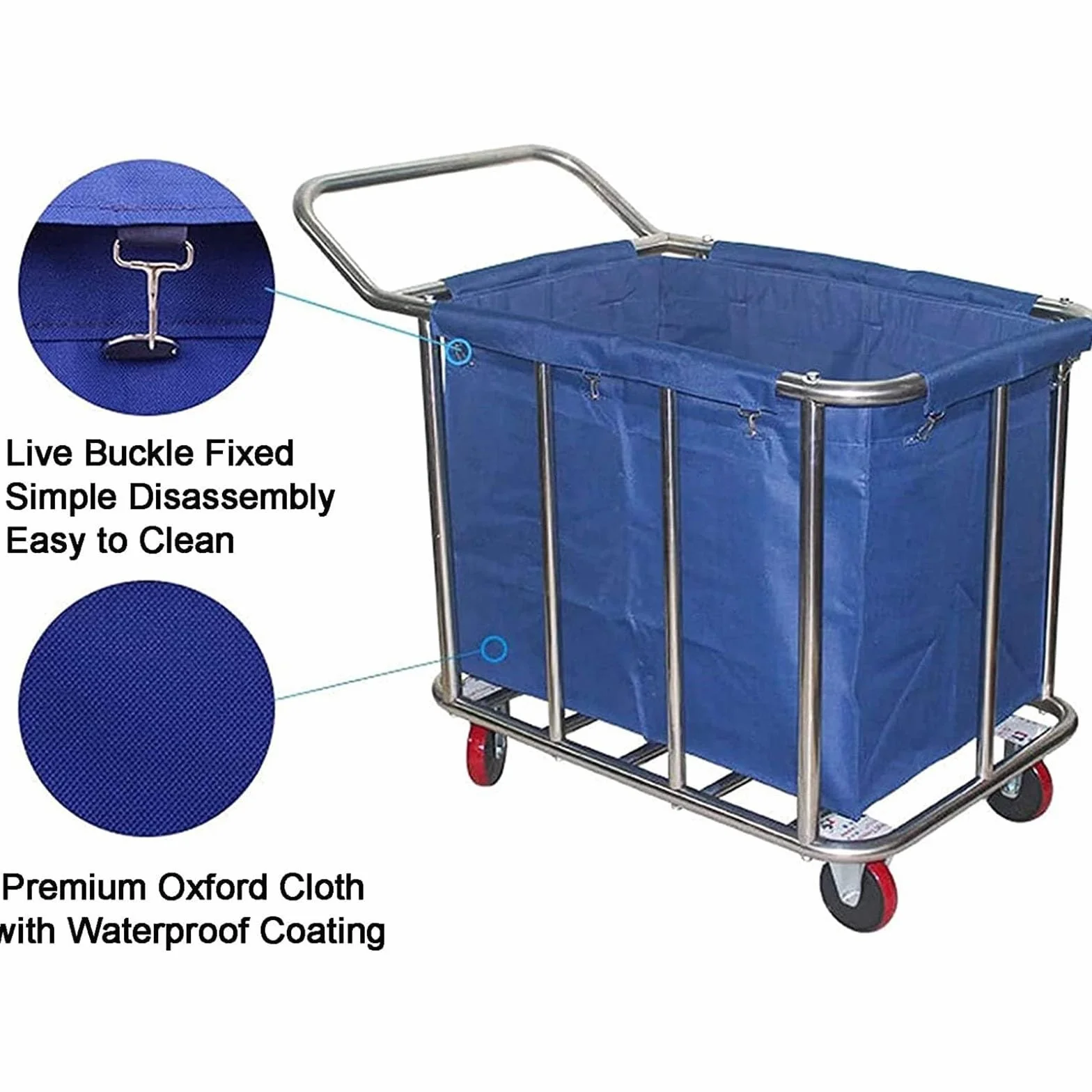 Borsa di ricambio per carrello della biancheria, borsa di ricambio per carrello portabiancheria commerciale rettangolare, cesto portabiancheria, 400 l, staccabile, impermeabile, in tessuto Oxford (B)