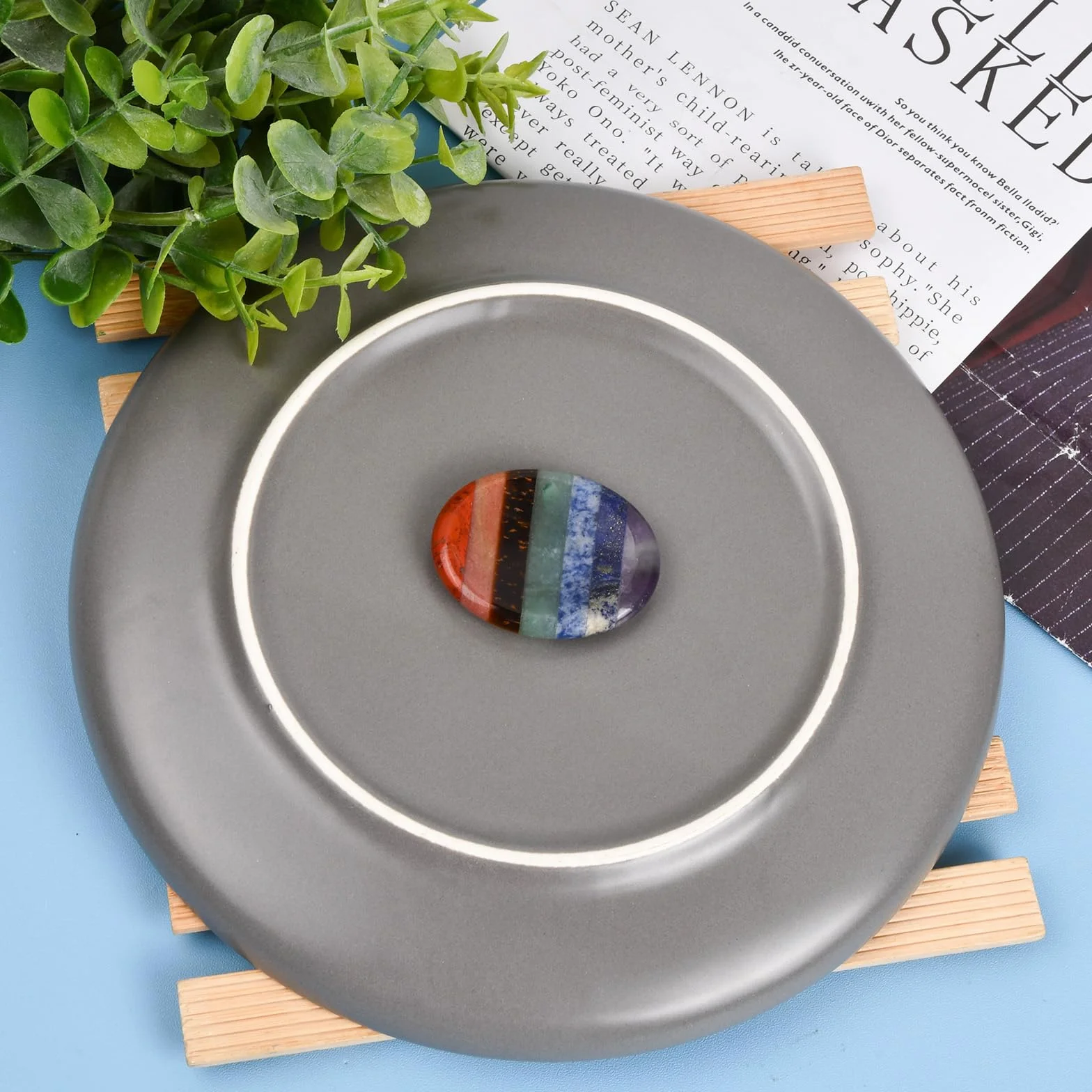 7 Pietre Curative dei Cristalli di Chakra, Pietre Preoccupanti, Pietra di Preoccupazione per il Pollice, Pietra di Zristallo di Tasca Naturale Ovale per Meditazione Alleviamento dello Stress