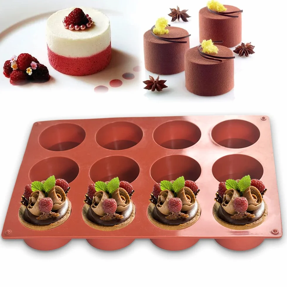 Newk Stampo cilindrico in silicone, 2 confezioni da 12 stampi cilindrici rotondi per torte pop, stampo per sapone, stampo per biscotti al cioccolato, bomba da bagno, cheesecake