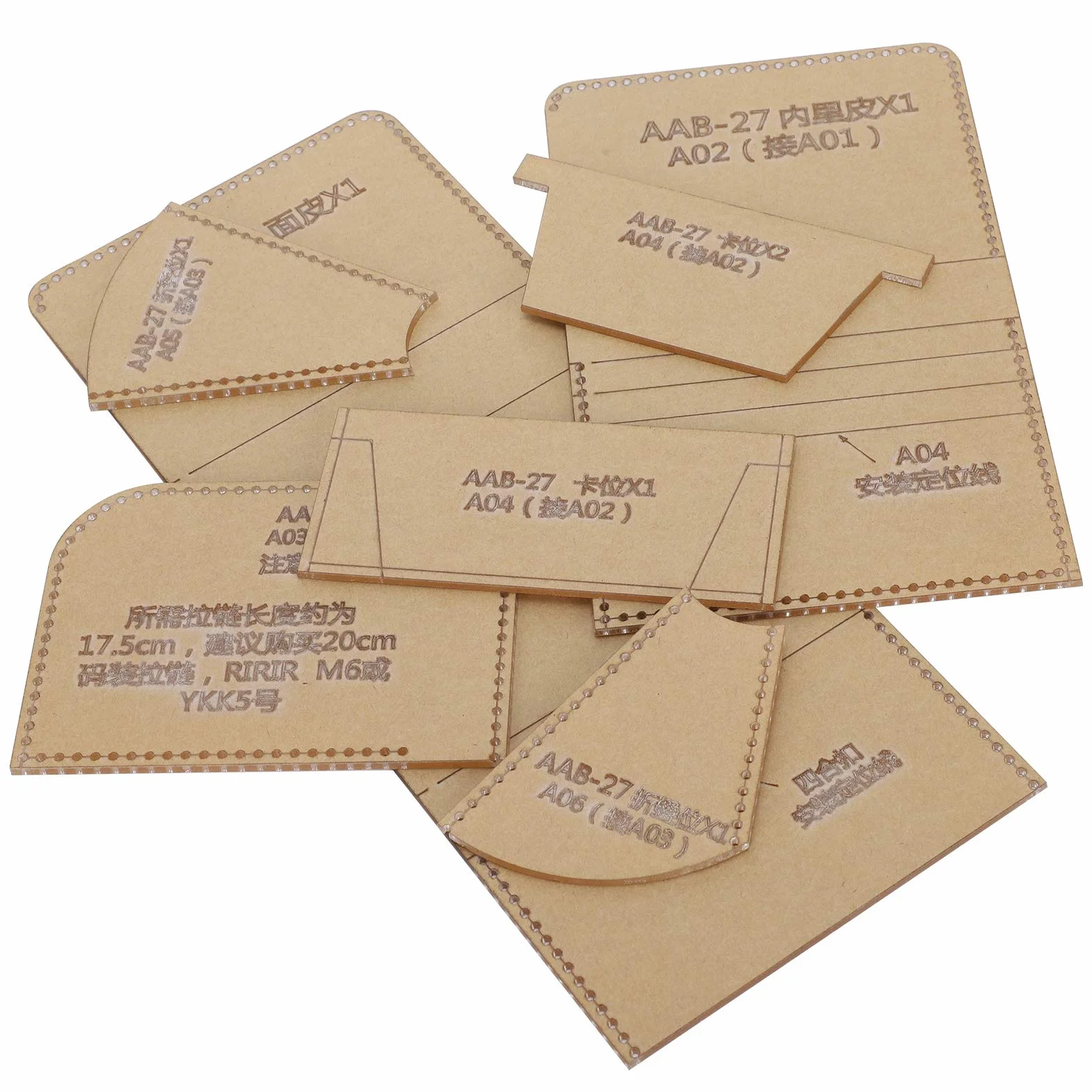 Modello Acrilico per Portafoglio Corto, Strumenti Artigianali per Stampi Trasparenti e Durevoli con Carta Kraft, Ideale per il Taglio della Pelle
