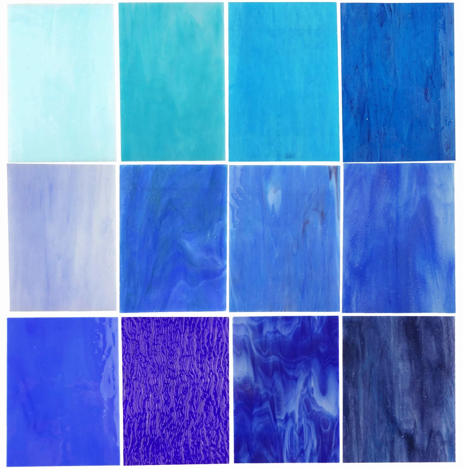 Lanyani 10 fogli di vetro colorato blu, 10,2 x 15,2 cm, opale, vetro Tiffany, texture miste