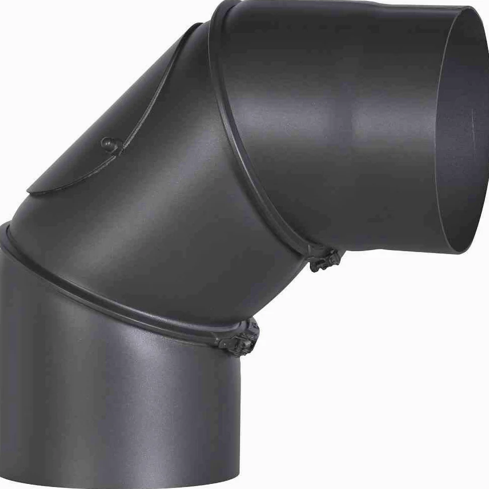 FireFix R150/B - Tubo per stufa, in acciaio spesso 2 mm, diametro 150 mm, per camini e focolari, Senotherm, nero, regolabile da 0 a 90 gradi, con porta di pulizia