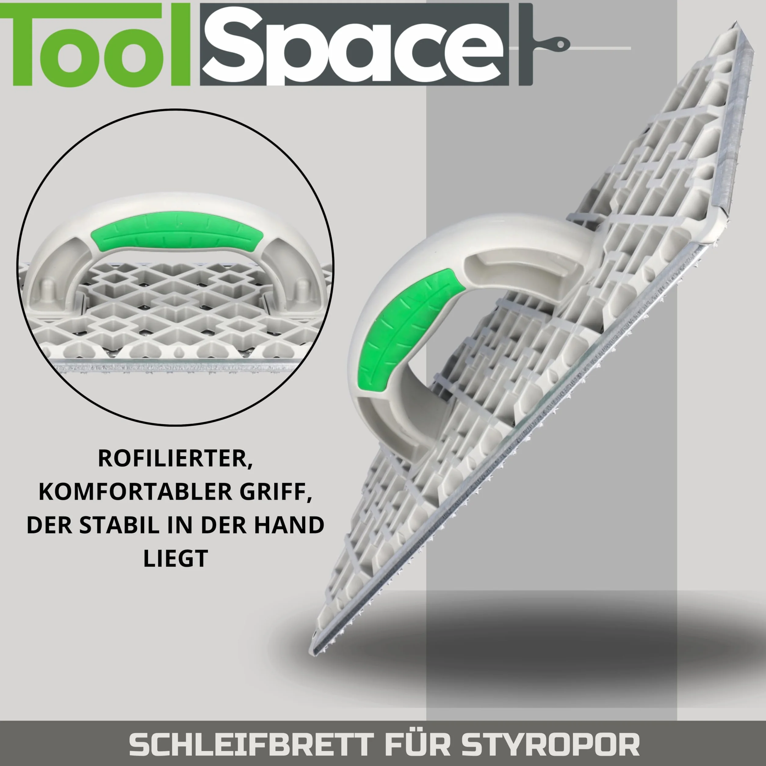 ToolSpace GRANDE Raspa per Styropor, Tavoletta Abrasiva, Levigatrice 380x160mm, Raspa per Styropor, Raschiatore per Styropor, Tavoletta di Raspa, Plastica, Zincata, Lamiera d'Acciaio, Livellamento di