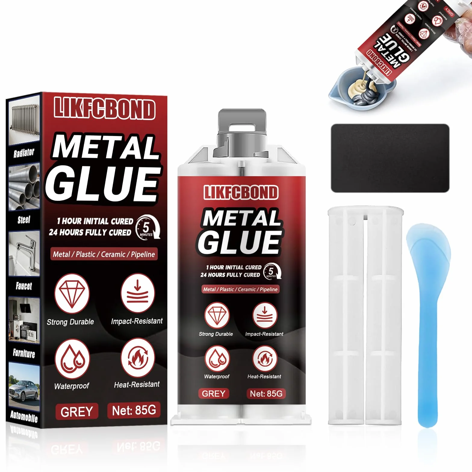 Colla per Metallo Extra Forte, 85g Pasta per Saldatura a Freddo a Base di Metallo Liquido, Resistente al Calore e Impermeabile, Colla Metalli per Saldare Riparare Metallo, Alluminio