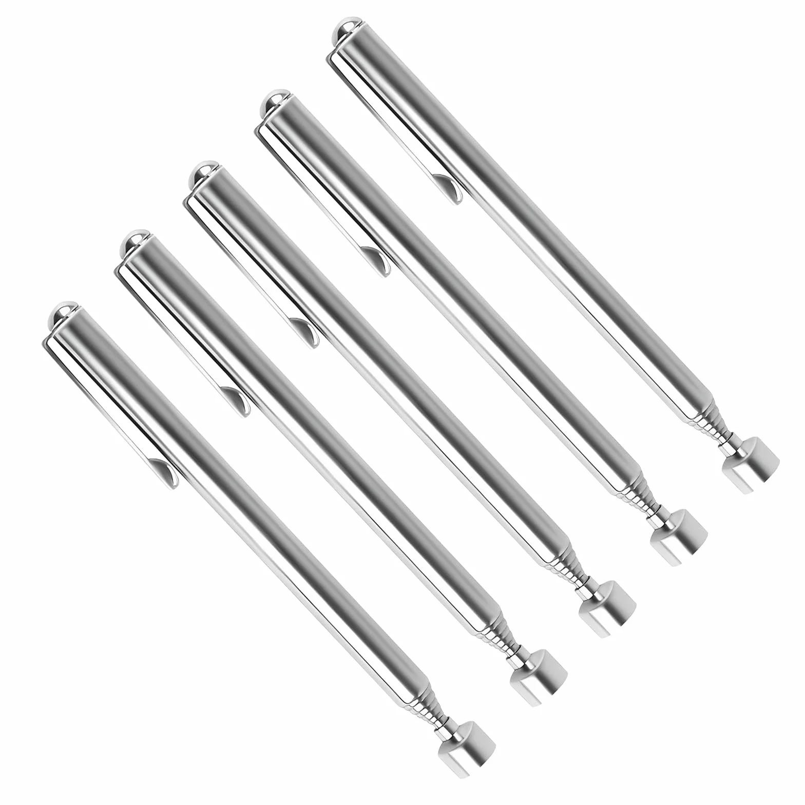 Penna Calamita Telescopica 5 Pezzi Portatile Telescopico Facile Pick Up Asta Magnetica Bastone, Penna Magnetica Estendendo Palmare Strumento Raccolta Magnetico con Clip Tascabile