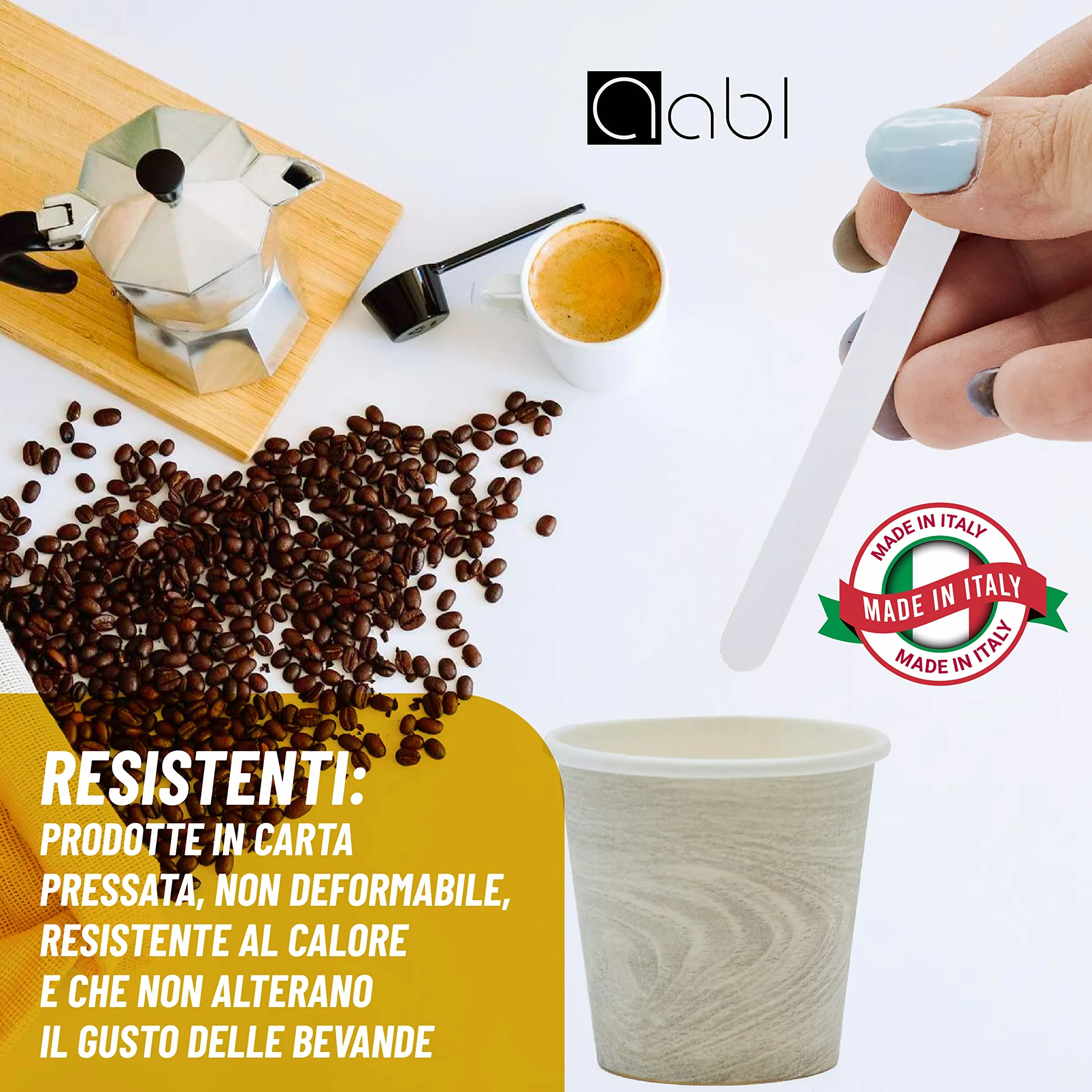 Palette Caffe Monouso in Carta Made in Italy Biodegradabili per Bevande Caffè Kit 100% Carta 300 sztuk
