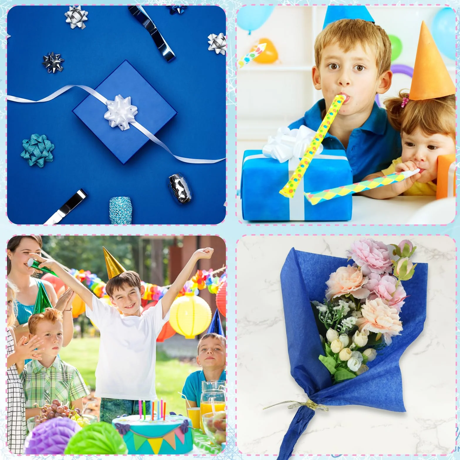 PLULON 60 fogli Sirena Festa di compleanno Carta velina blu, Carta da regalo per confezioni regalo fai da te Compleanno Pasqua Matrimonio Vacanze Carta fiore （Blu）