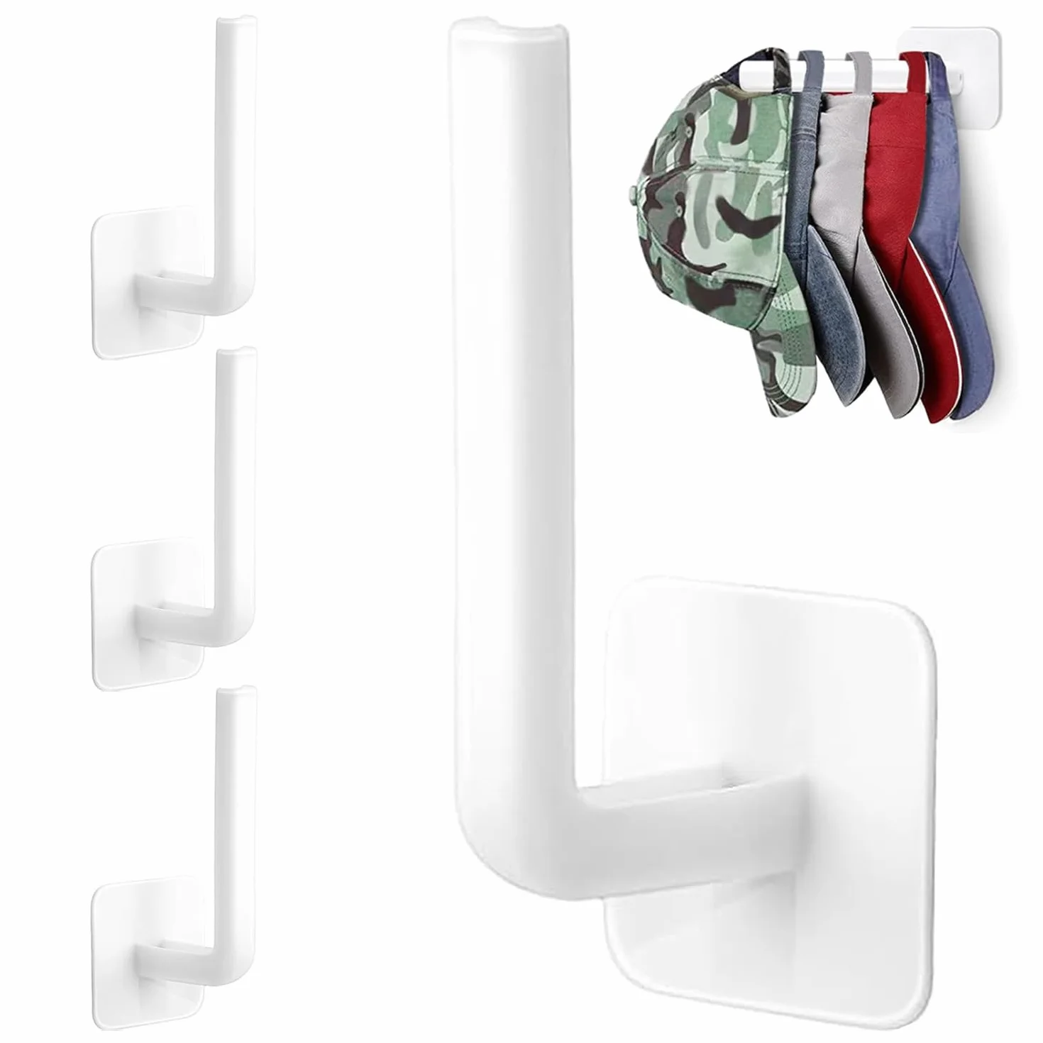 4 Supporti Autoadesivi per Cappelli da Baseball Ba Parete non Bevono Essere Perforati Adatti per Cappelli da Baseball Sciarpe Borse (Bianco,Nero,Grigio) (Bianco)