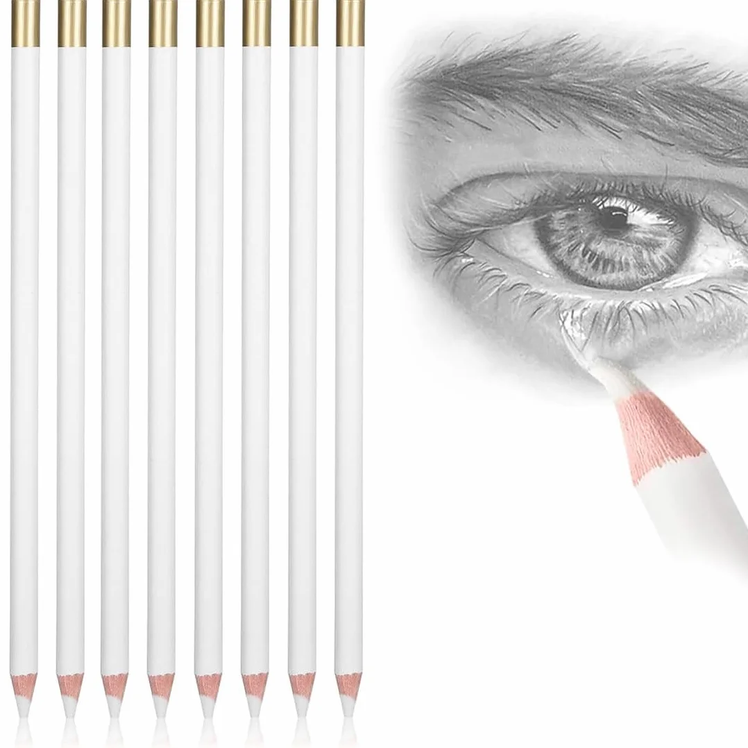 8 Pezzi di Bianco Gomma Matita Morbido Facile da Trasportare e Tenere in Mano Gomma Penna per Artista con Precisione per Schizzi, Illustrazioni Disegni a Carbone per Artisti e Principianti