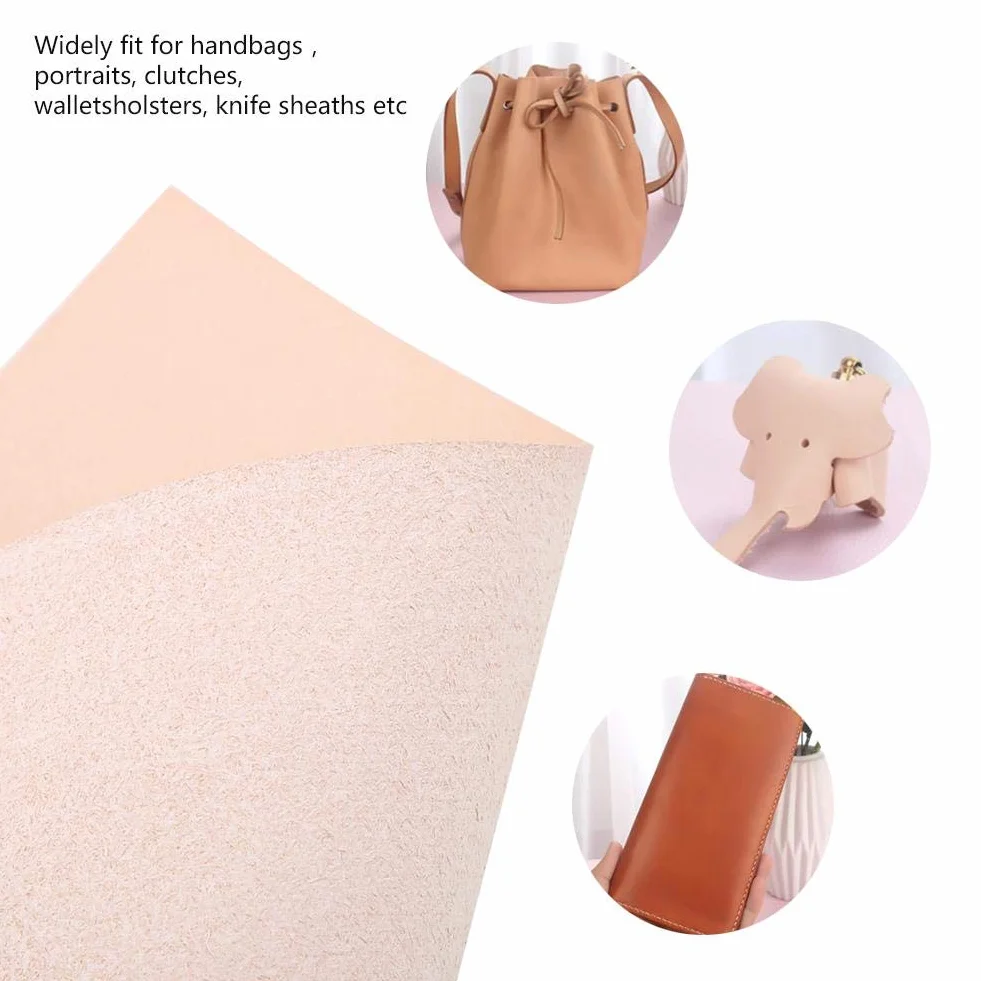 Walfront Pelle Conciata al Vegetale Naturale Genuina Marrone per Fai da Te Portafogli Cintura Scarpe Spessore 8.3 * 5.5 * 0.04 inches