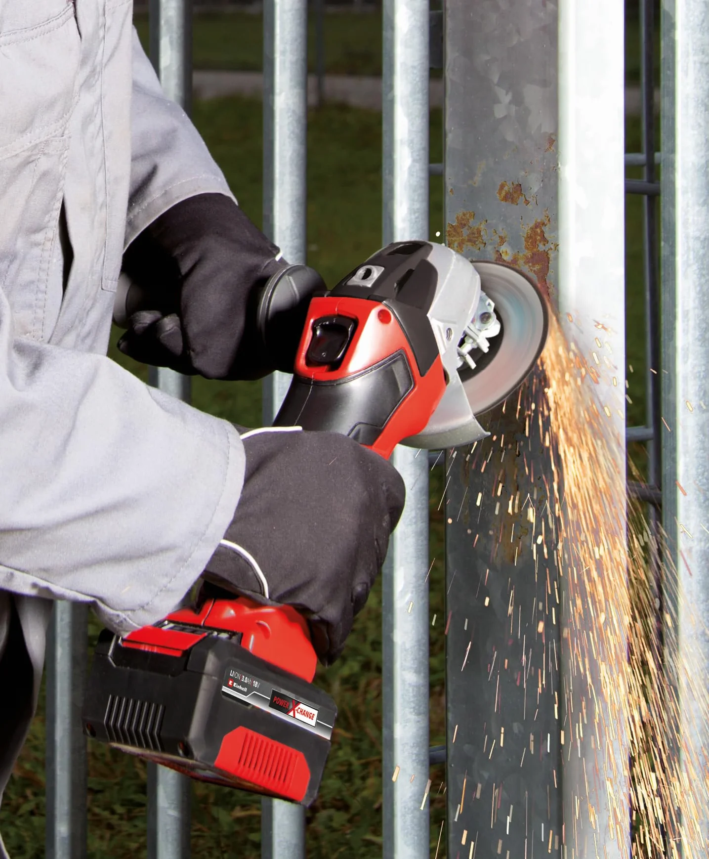 Einhell Smerigliatrice angolare a batteria TE-AG 18/115 Li-Solo Power X-Change (18 V, 115 mm diametro disco, 28 mm profondità taglio, soft start, senza disco, senza batteria)