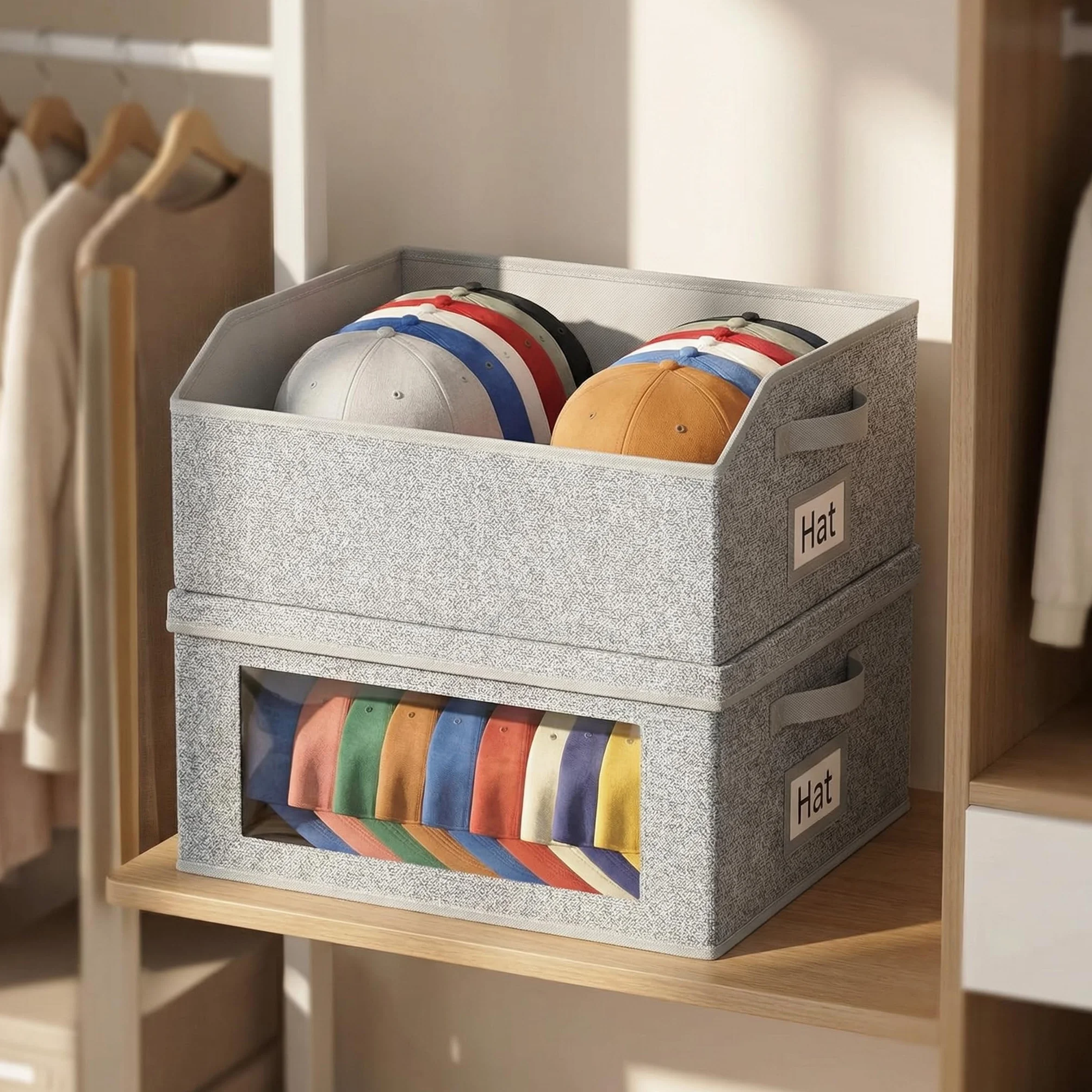 Generico Organizzatore di cappelli impilabile Contenitore per cappellini da baseball capiente 24 armadio