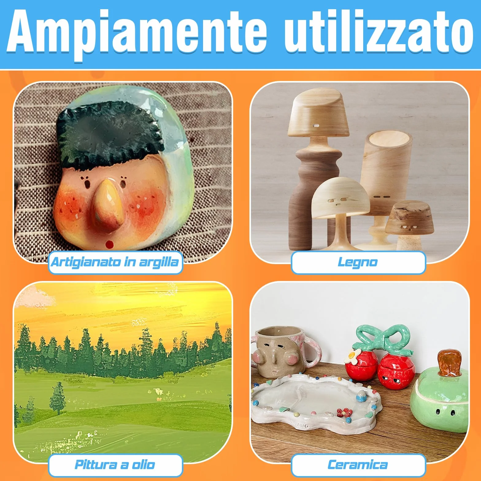 prowithlin - Vernice Trasparente Lucida per Argilla a Secco - Vernice per Ceramica, Legno, Pittura ad Olio - Resistente all'Acqua, Graffi e Usura - 60ml con 2 Pennelli