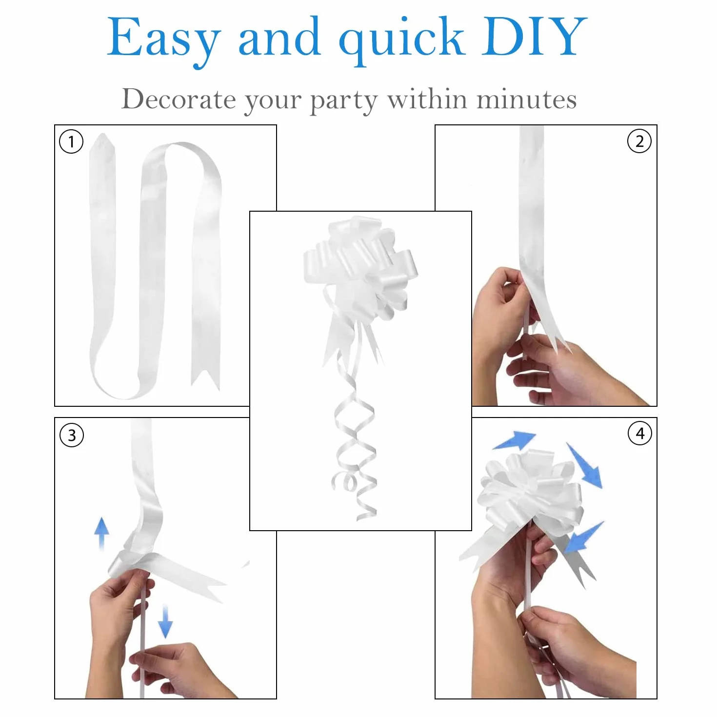 Coccarde Fiocco Matrimonio Bianche Autotiranti Nozze 13 cm 30 pz