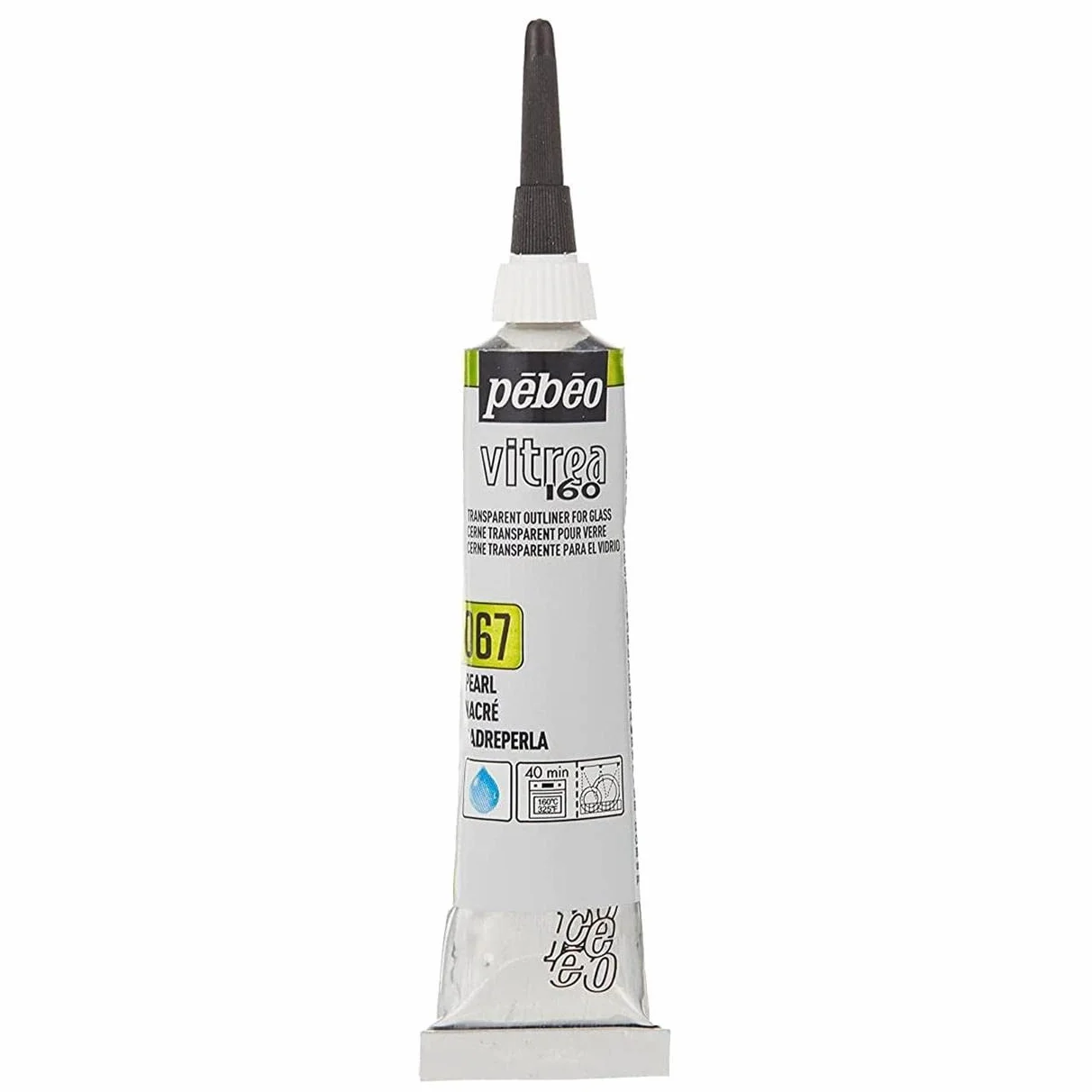 Pebeo - Vitrea 160 - Colore ad Acqua per Vetro, Porcellana, Metallo, Ceramica - Tubo da 20 ml, Perla