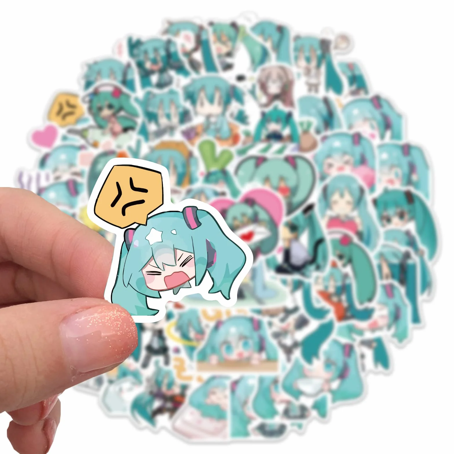 65 pezzi simpatici Hatsune Miku adesivi in ​​vinile per bottiglie d'acqua, bagagli, skateboard, paraurti, album, tazza, regalo adesivo per bambini, adolescenti, adulti