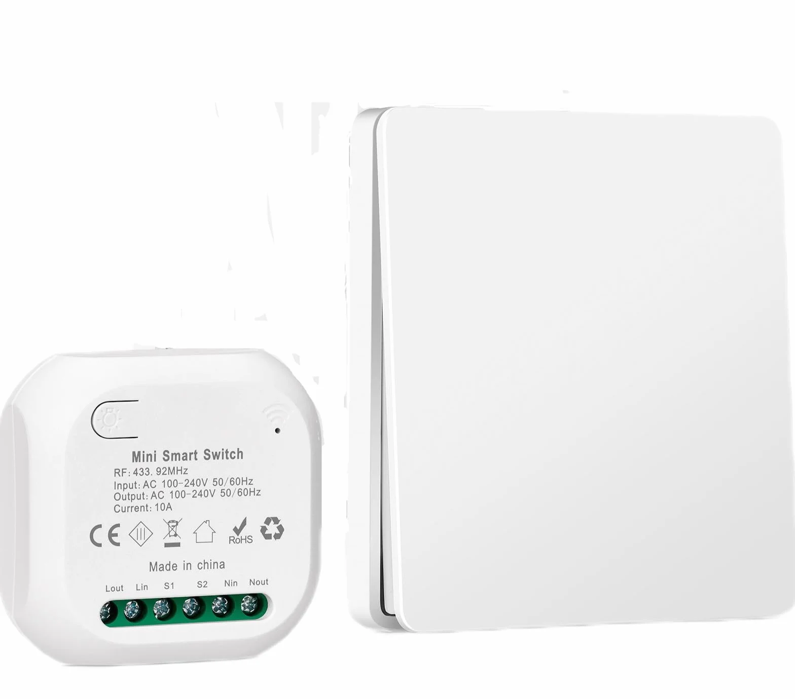 Interruttore Wireless 230v, Interruttore Senza Fili Kinetic Senza Batteria, Accensione Luci a Distanza Impermeabile, Wireless Switch Nessun Cablaggio Richiesto (1 ricevitore, 1 interruttori)