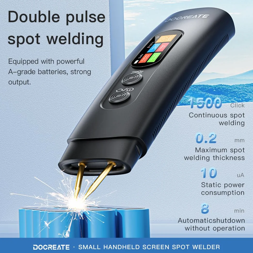 Saldatrice a punti per batterie, saldatrice a punti a batteria, 99 marce, regolabile con display LCD, ago di ricambio per saldatori a punti per batterie, modalità automatica e manuale (HU-10B)
