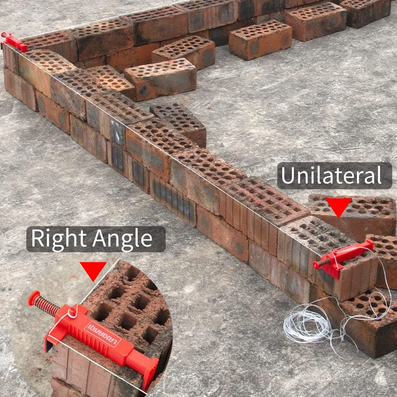 2Pcs Brick Liner Runner, Morsetti per Muratura in Plastica Strumento per Muratura a Cassetto, per la Costruzione di Edifici, Wallworker(rosso)