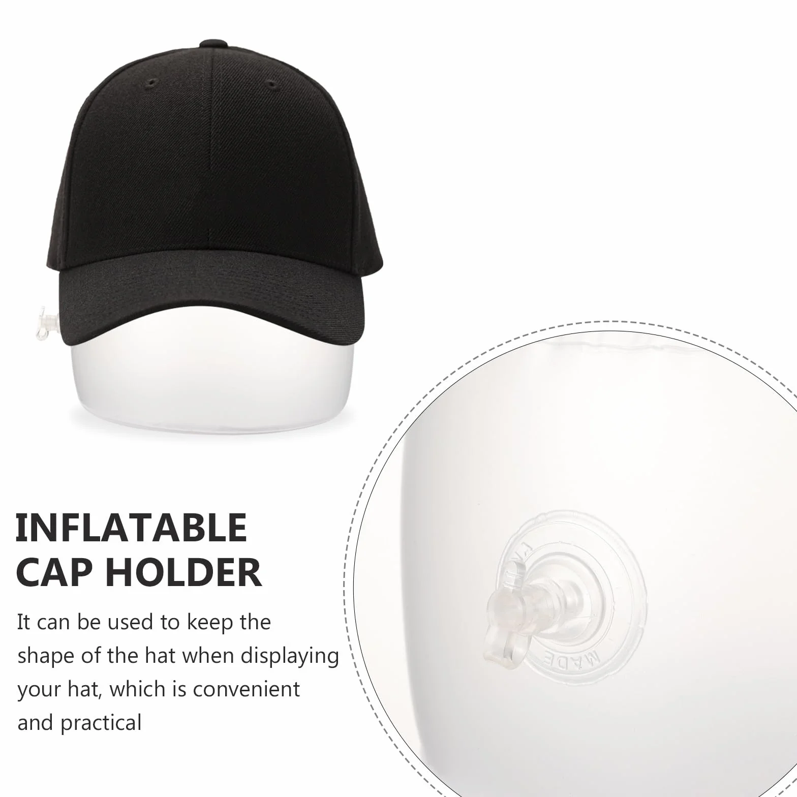 Porta Cappelli Gonfiabile Mantiene la Forma di Cappelli e Berretti in Pvc Bianco Circonferenza 56-60cm per Esposizione da Tavolo in Negozi e Supermercati