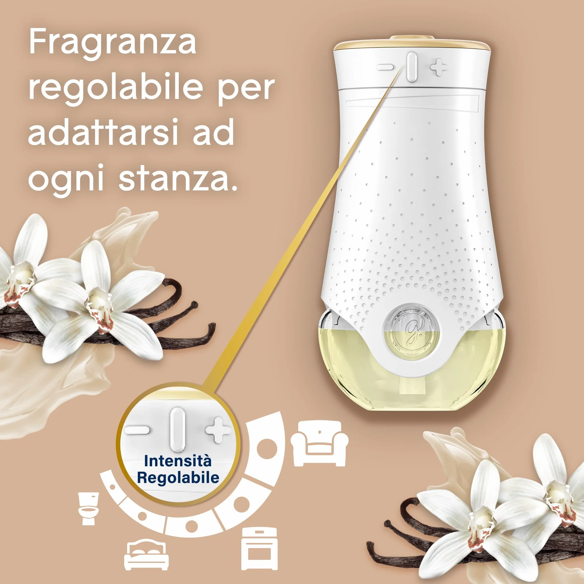 Glade Profumatore per Ambienti con Olii Essenziali Vaniglia 1 Diffusore 3 Ricariche