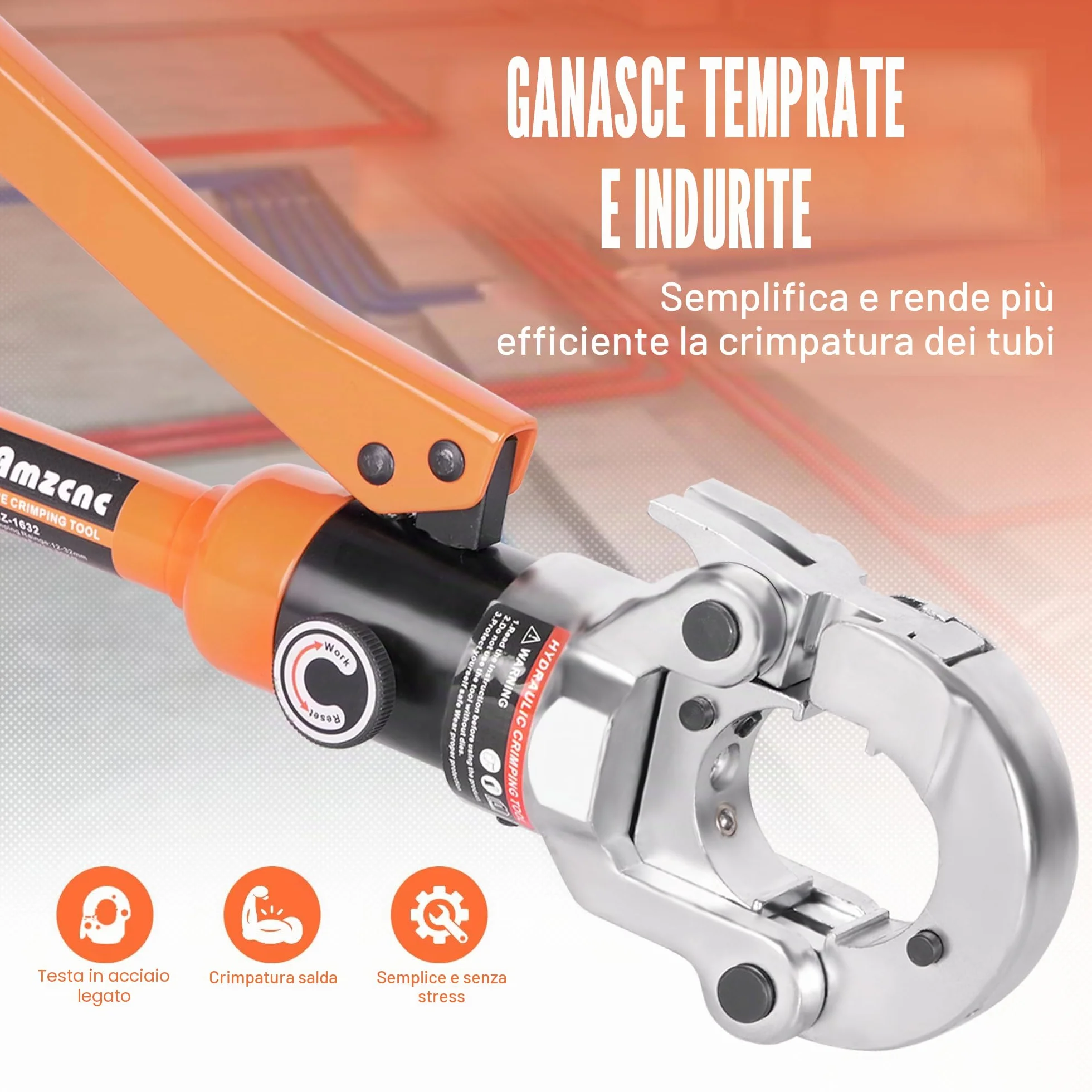 AMZCNC Pinza a pressa professionale con profilo TH, 16-20-26-32, set di utensili a pressione con testa girevole a 360°, per tubi compositi con raccordi del contorno TH, TH26, TH32 con