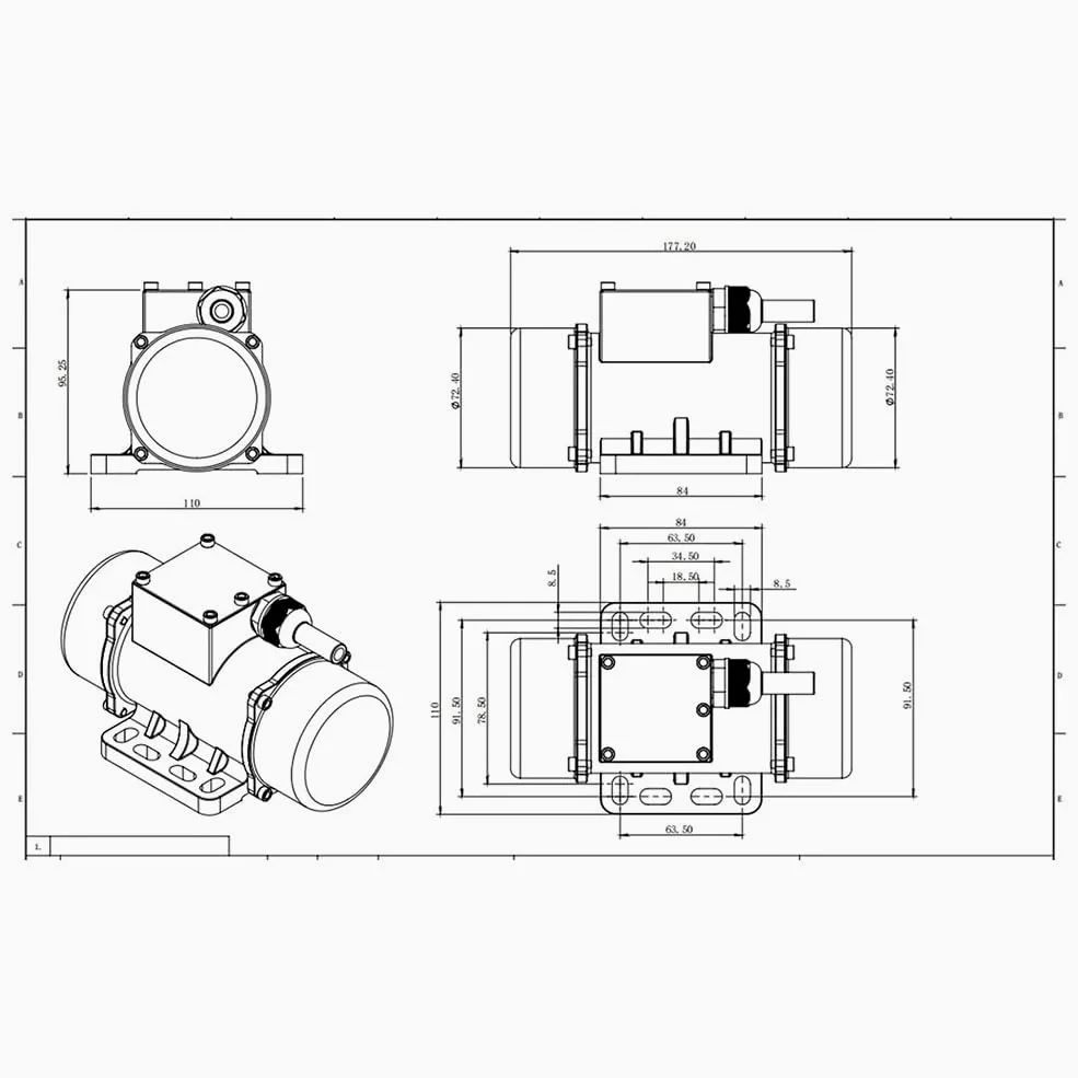 Motore di vibrazione per vibratore a calcestruzzo 60 W, motore di vibrazione a calcestruzzo a 9 velocità AC 110 V 3600 /Min, vibratore per calcestruzzo con alloggiamento in lega