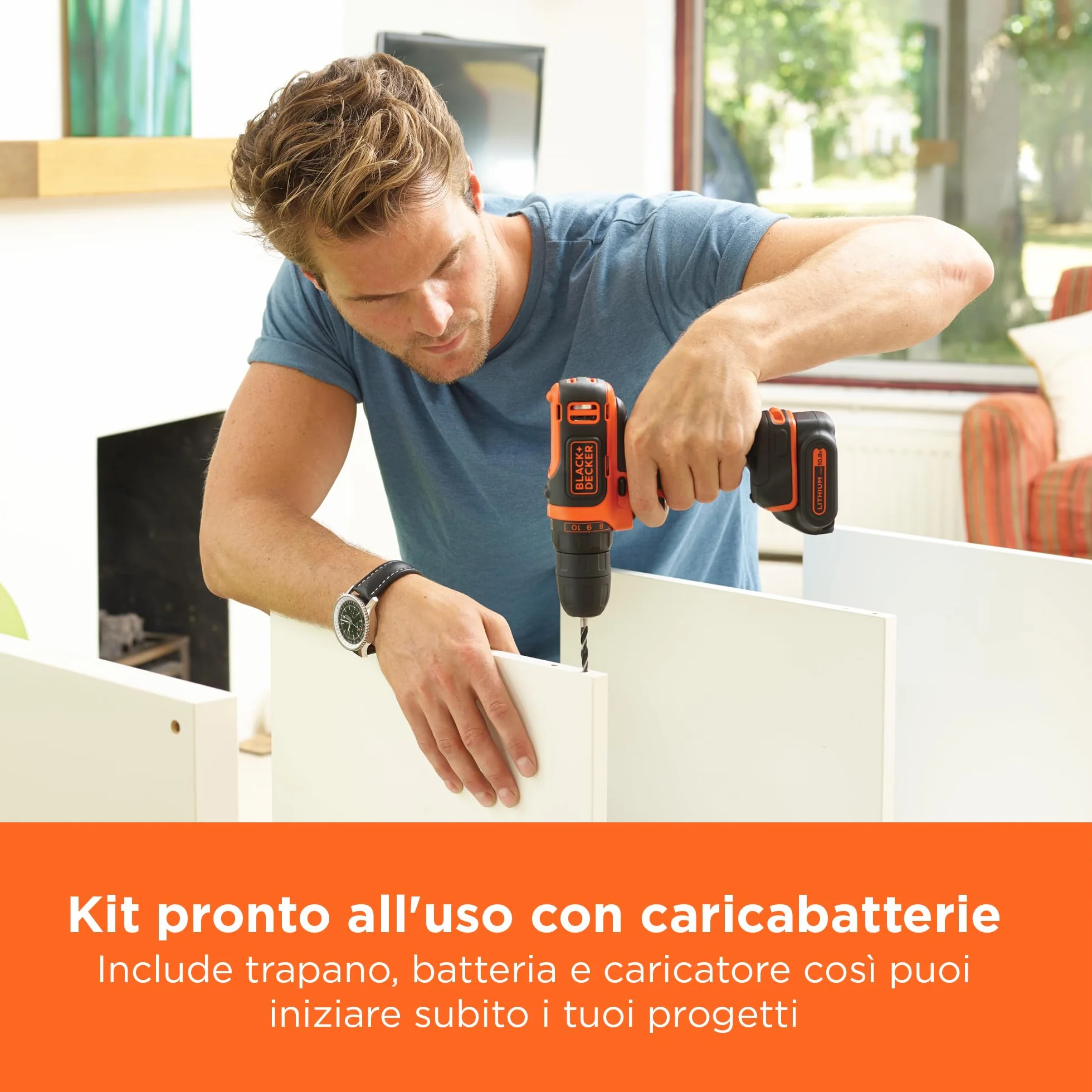 BLACK+DECKER 10,8V Trapano avvitatore a batteria ultra compatto con batteria da 1,5Ah e caricatore da 400mA, BDCDD12-QW