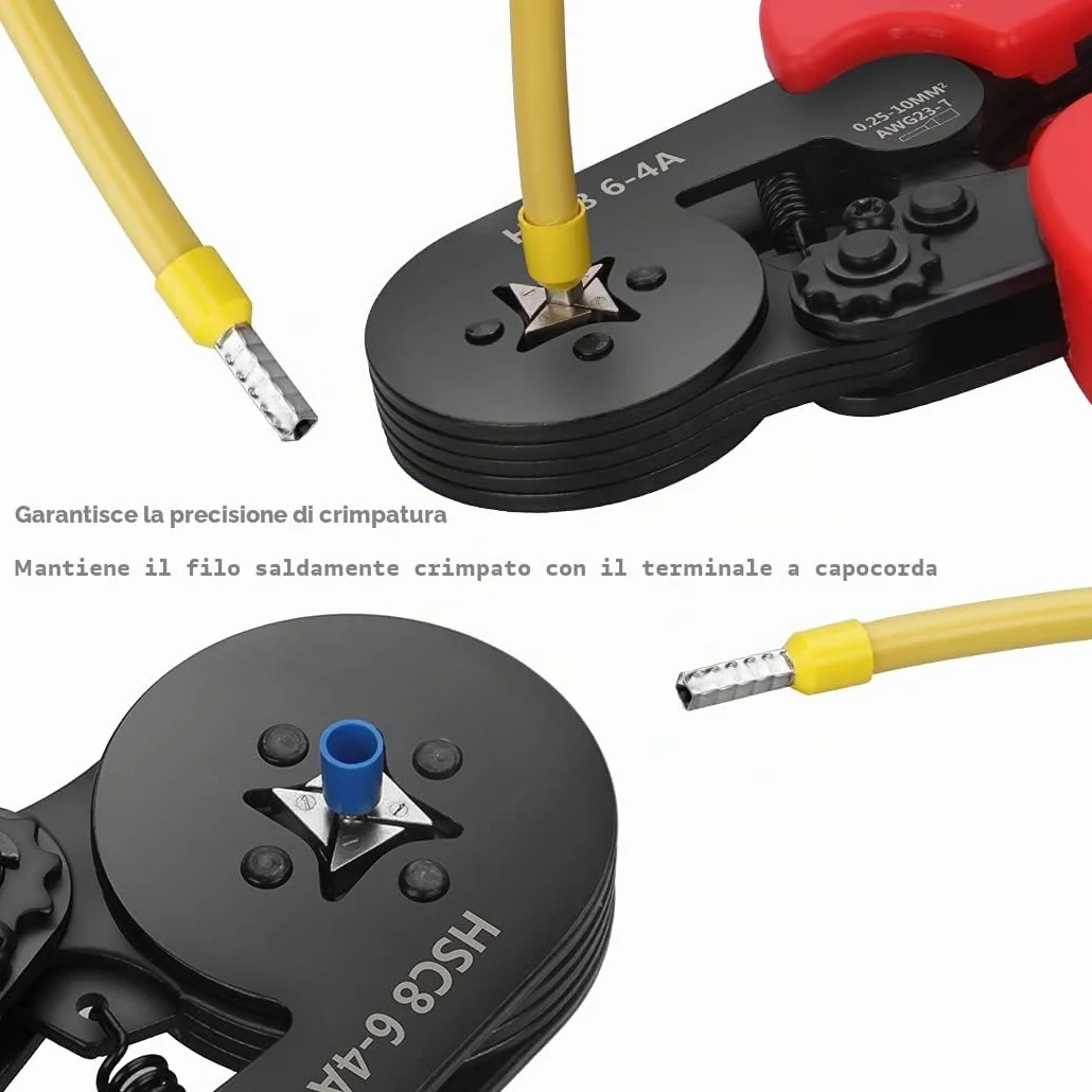 Preciva Pinza Crimpatrice per Capicorda da 0.25 a 10 mm² con 1200 Pezzi di Capicorda Elettrici da Crimpare, un Kit Completo per Elettricisti e un Set di Puntalini