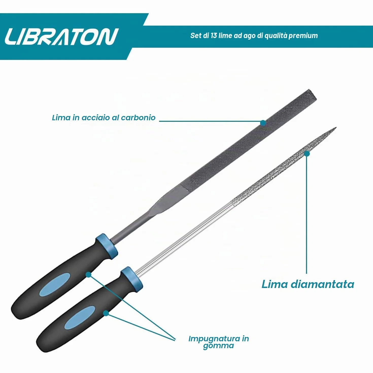 LIBRATON Lime ad Ago, Set di Lime, Lime Diamantate 13 Pezzi, per Modellare, Set di Mini Lime per Limare Metallo, Legno, Plastic