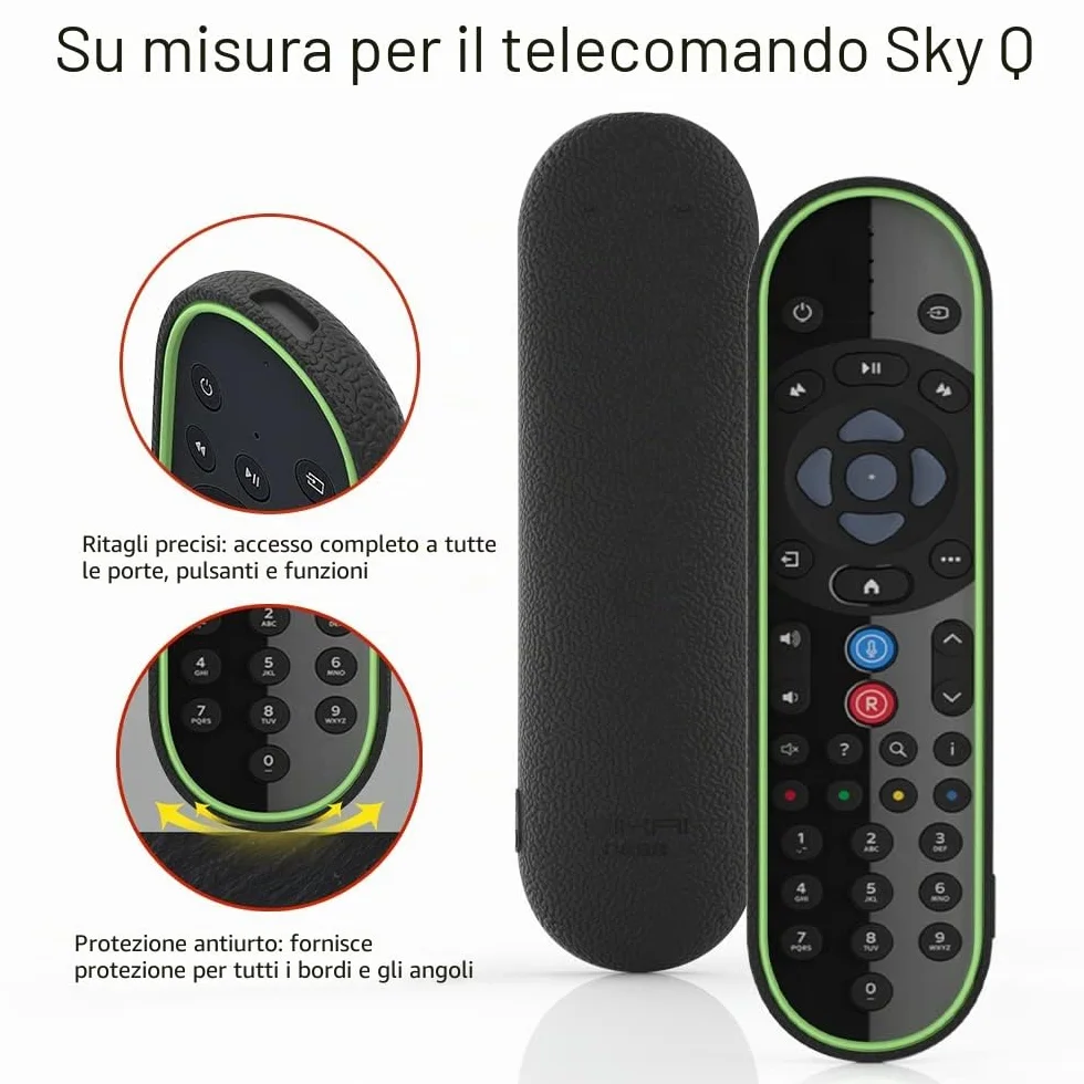 Cover Telecomando Compatibile con Sky Q EC201/EC202/EC302/SKY135 Vocale Telecomando,Guscio per Sky Q Voice Remote, Custodia protettiva in silicone per Telecomando Sky Q