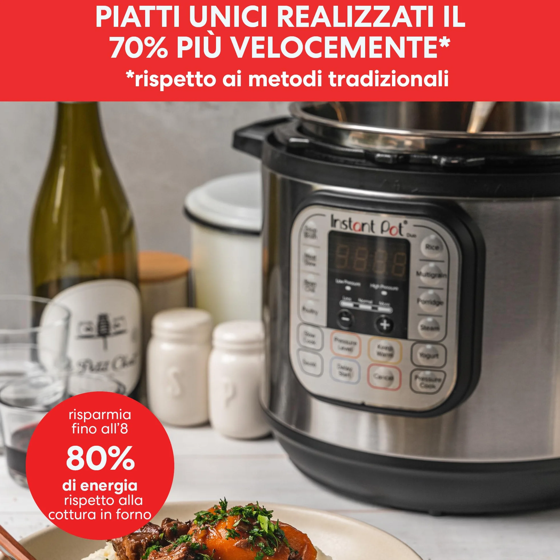 Instant Pot Electric Pressure Cooker Duo Mini 3L, 7-in-1 Multi-Cooker, Stainless Steel Pressure Cooker, 700 W