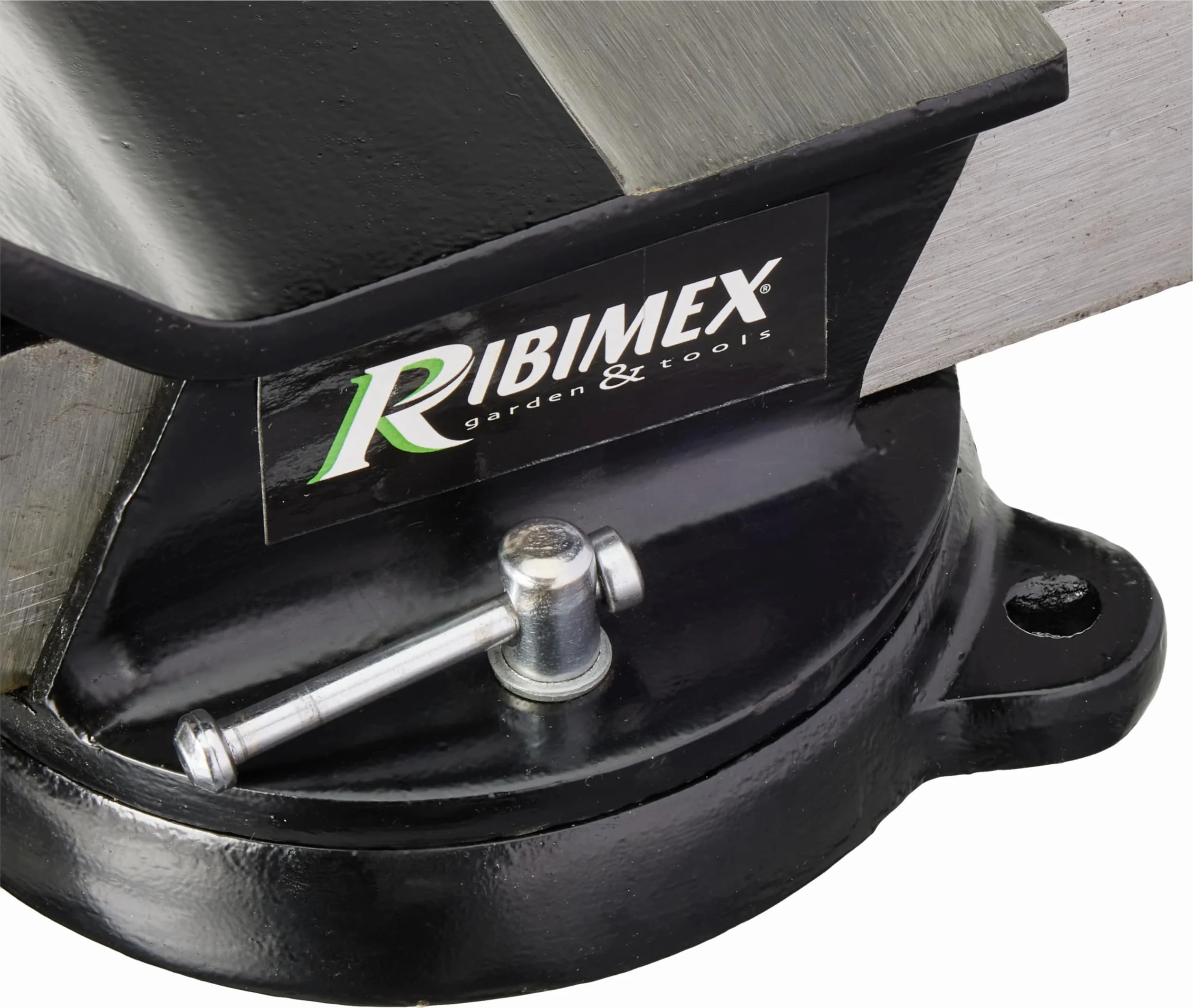 Ribimex Morsa da Banco in Acciaio, Apertura 125 mm, Base Rotante con Blocco Indipendente, Vite e Leva in Acciaio Cromato, Fissaggio Robusto per Lavorazioni di Precisione - PRETAU125/A
