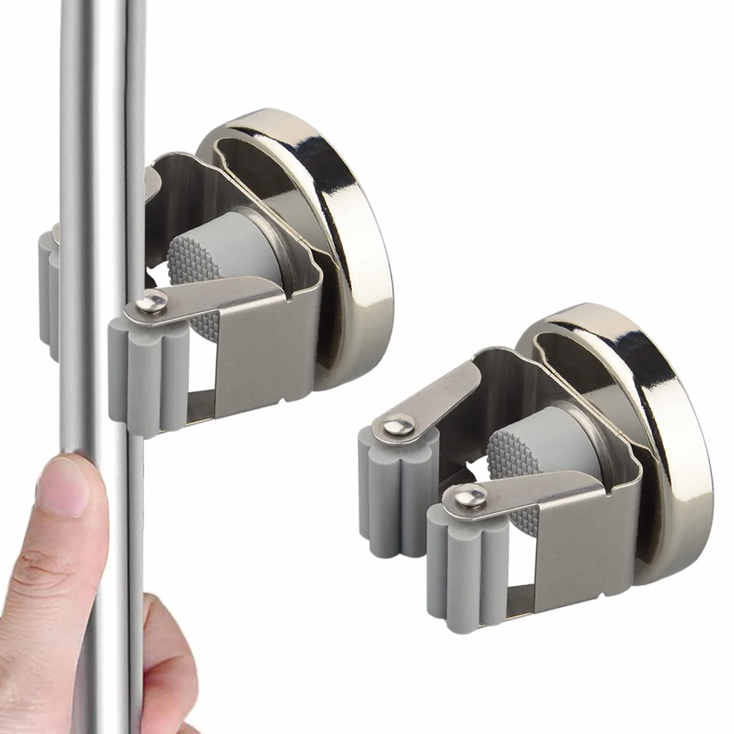 MUTUACTOR Gancio magnetico robusto, porta - scopa magnetica forte supporto da parete, senza fori porta - scopa mobile per riporre e gestire gli strumenti di lavaggio da cucina da garage (confezione da