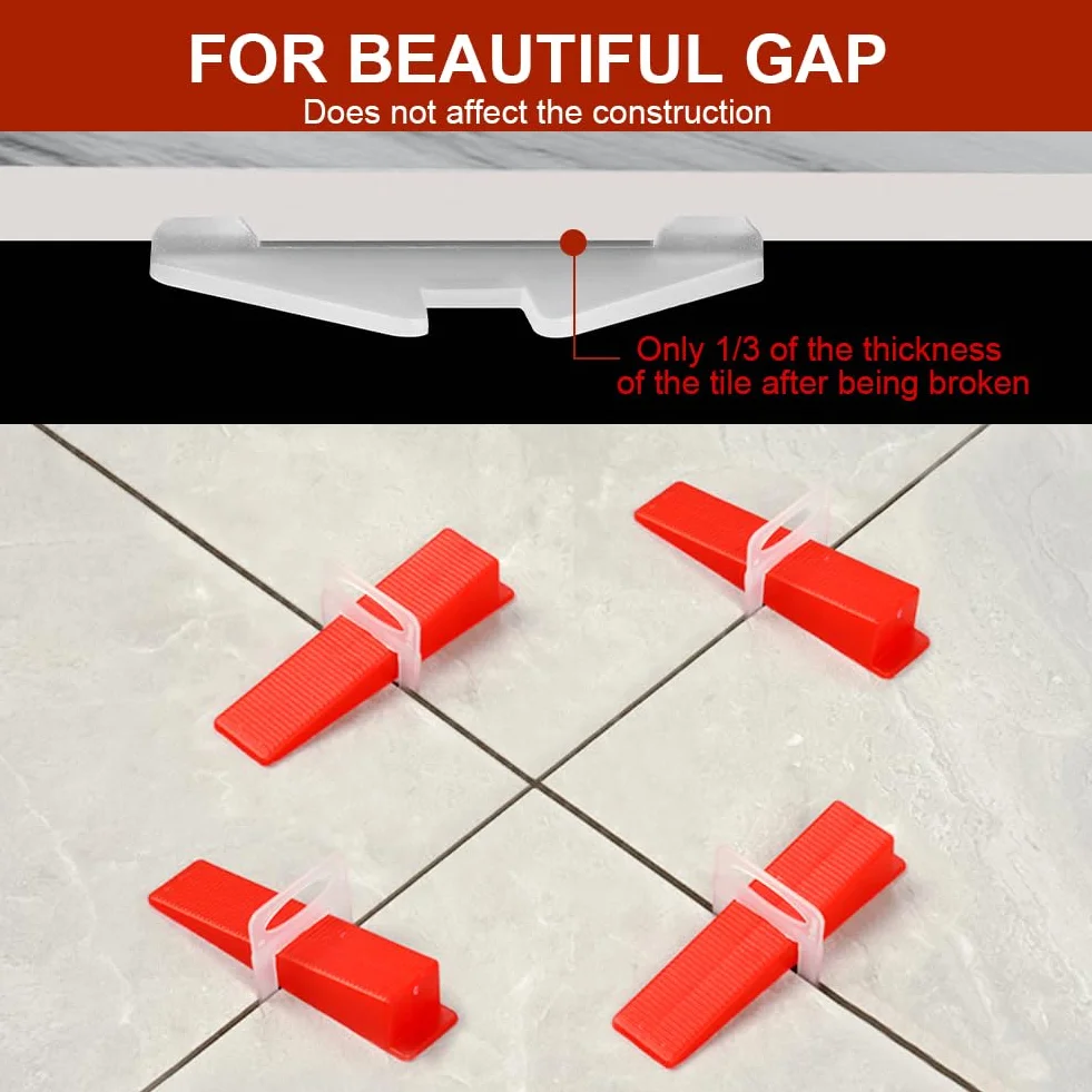 Flintronic 200 Pezzi Clip Distanziatore di Livellamento, Fissaggio Piastrelle Monouso Supporto Distanziatore, per Piastrelle 2mm, Distanziatori Livellanti per Piastrelle Bagno Cucina Terrazzo