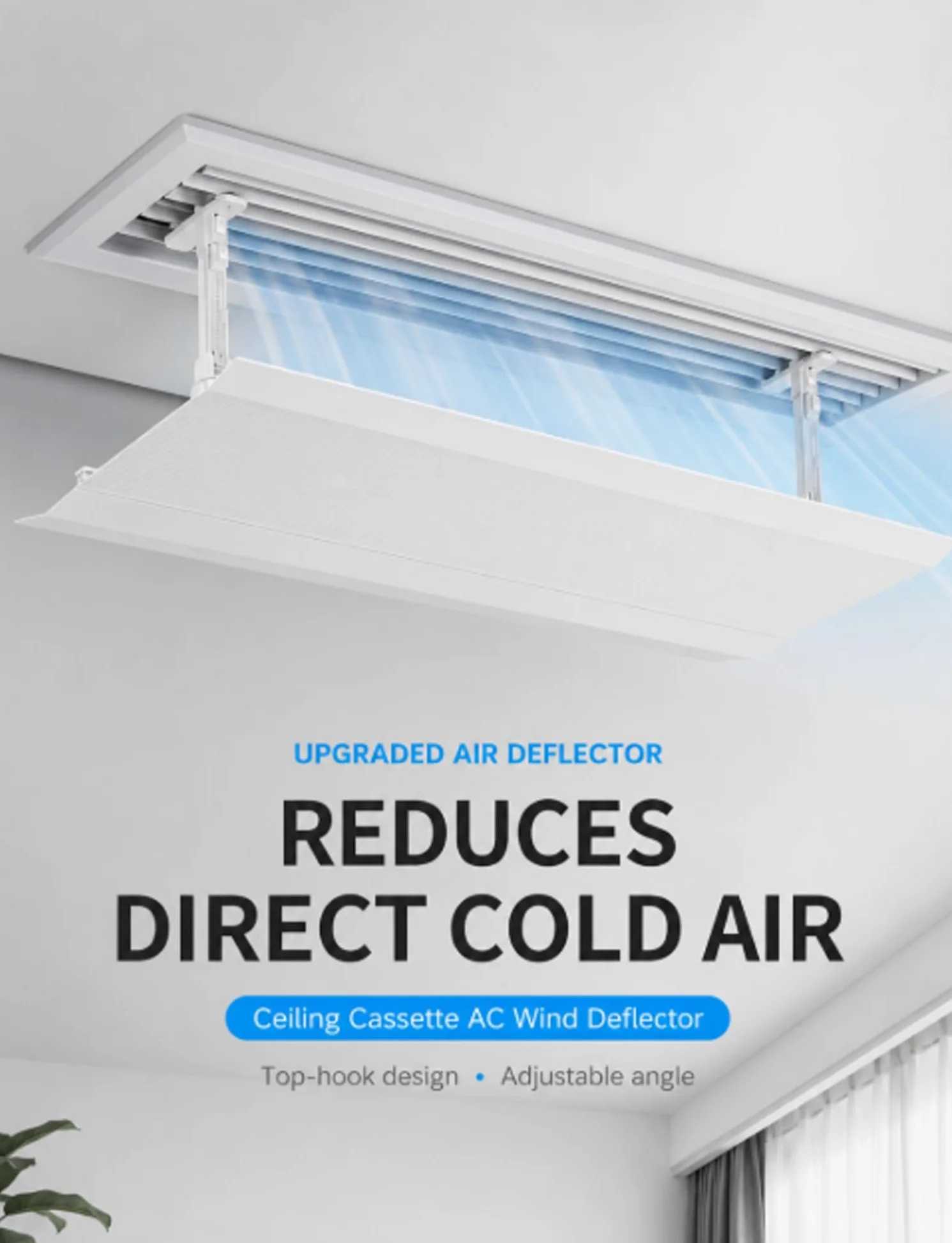 Deflettore AC a cassetta da soffitto, gancio, angolo regolabile(150X20cm)