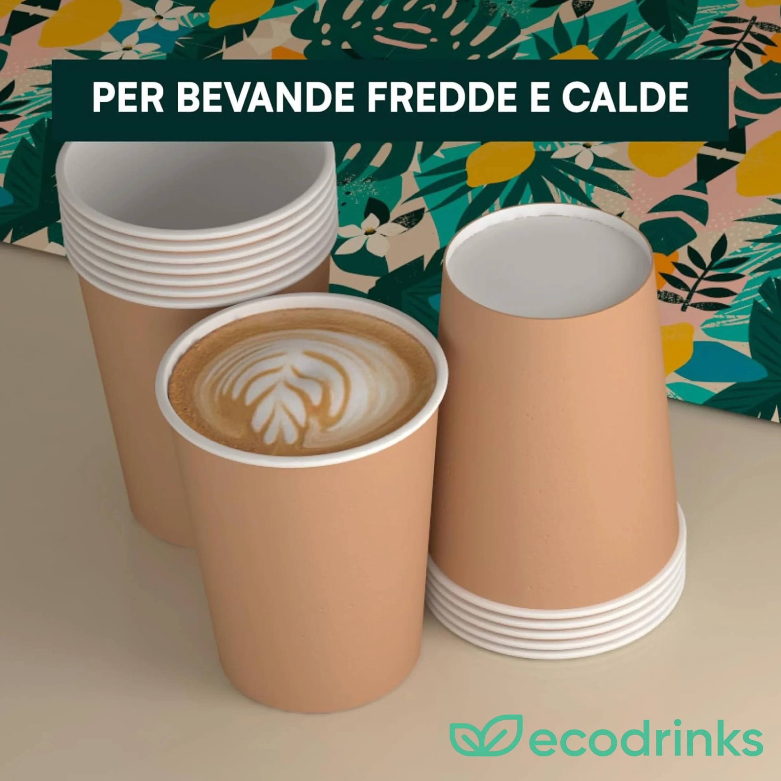 Set 500 Bicchieri Caffè Carta 90ml Monouso Biodegradabili Eco-friendly Made in Italy Avana