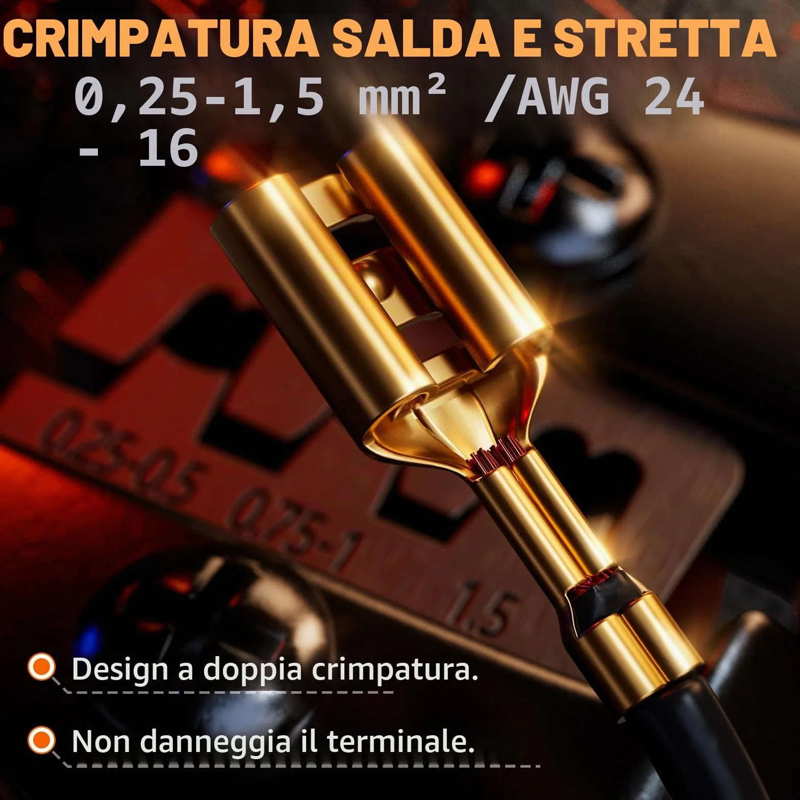PEBA Pinza Crimpatrice con 10 Types di Faston Connettori – Pinza crimpatrice per connettori da 0,25 a 2,50 mm² | Pinze a manicotti a spina piatta, Strumento di crimpatura, Bussola piatta