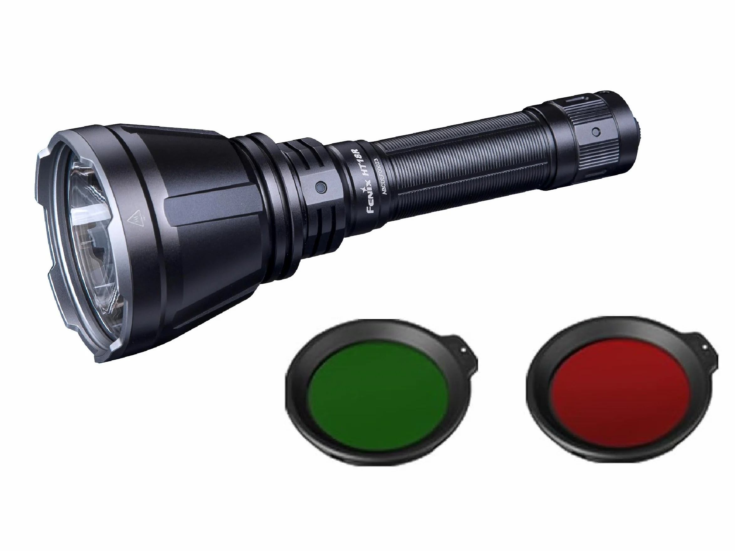 Fenix HT18R Torcia LED da caccia con max. 2.800 lumen + filtro rosso + filtro verde + strobo + SOS con batteria da 5.000 mAh e cavo di ricarica USB-C – adatto per interruttore per cavi