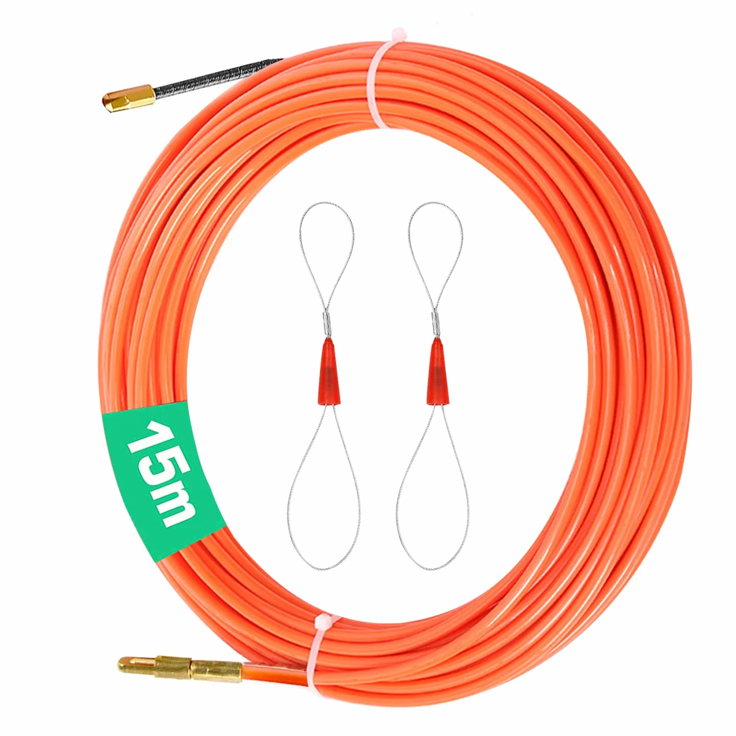 CONNECTION Sonda Passacavi Sonda Elettricista Sonda Tiracavi di Poliestere 15m Sonda Tiracavi con 2 Molla di Guida Molla Elettricista 3mm Kit di Strumenti per l’installazione di Cavi