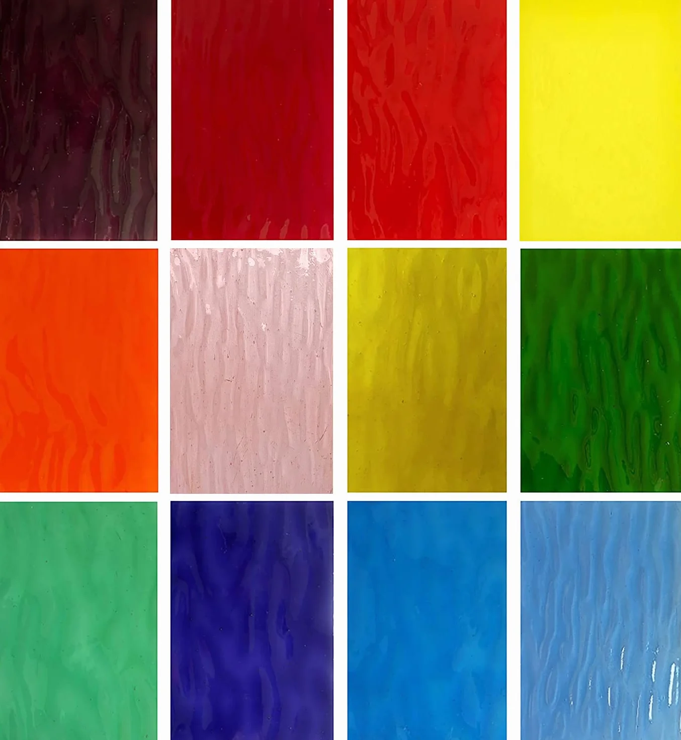 Confezione da 12 fogli di vetro colorato, 15,2 x 10,2 cm, piastrelle in vetro a mosaico, per lavori artigianali, texture mista
