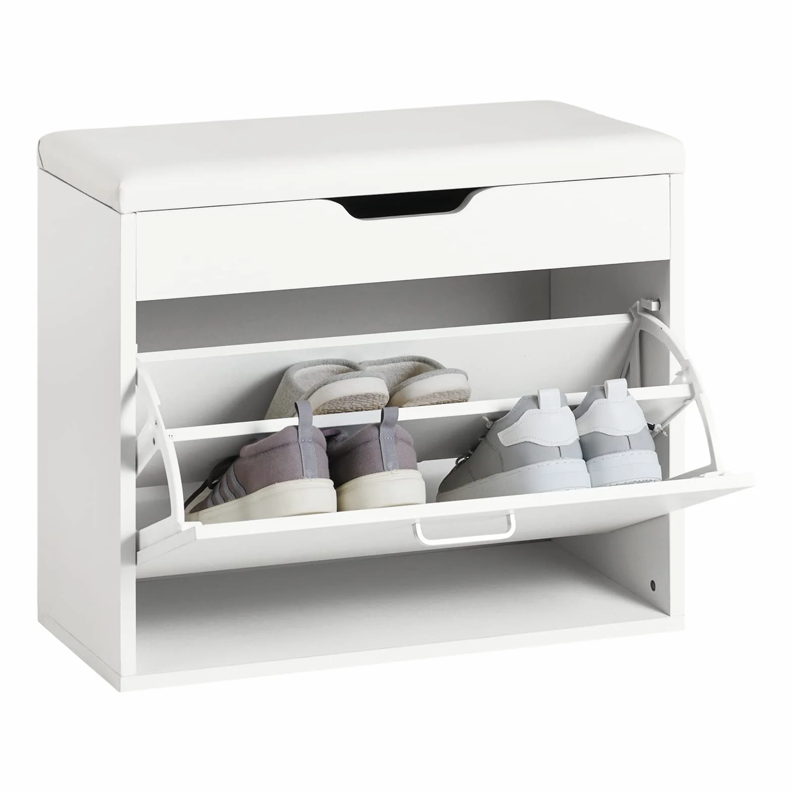 SoBuy Scarpiera Salvaspazio Slim Ingresso– Panca Scarpiera da Ingresso con Contenitore Nascosto – Cassapanca Pieghevole per Corridoio o Camera da Letto – Bianco 60x30x50cm 120kg – FSR95-W