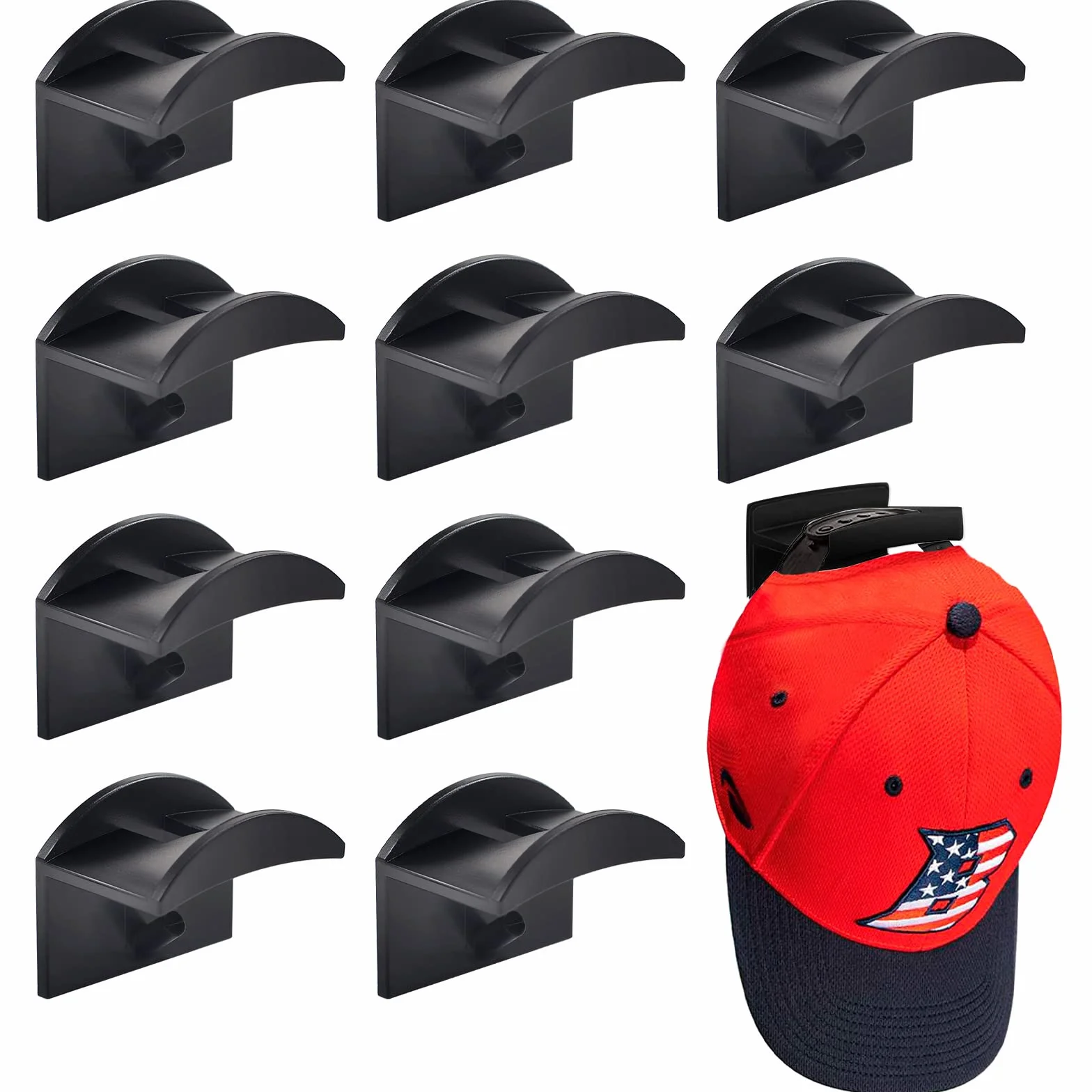 Vibbang 10 Pezzi Ganci per Cappelli Organizzatore Porta Cappelli a Parete Senza Perforazione Nero