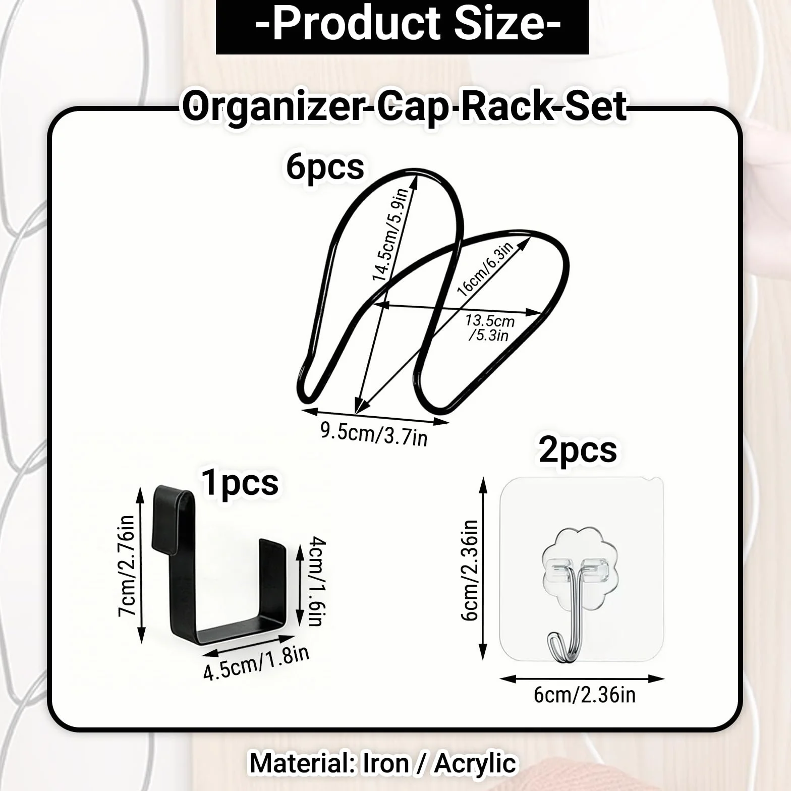 Supporti Porta Cappelli in Metallo da Appendere, Organizer per Porta e Parete, Salvaspazio per Berretti, Sciarpe, Borse