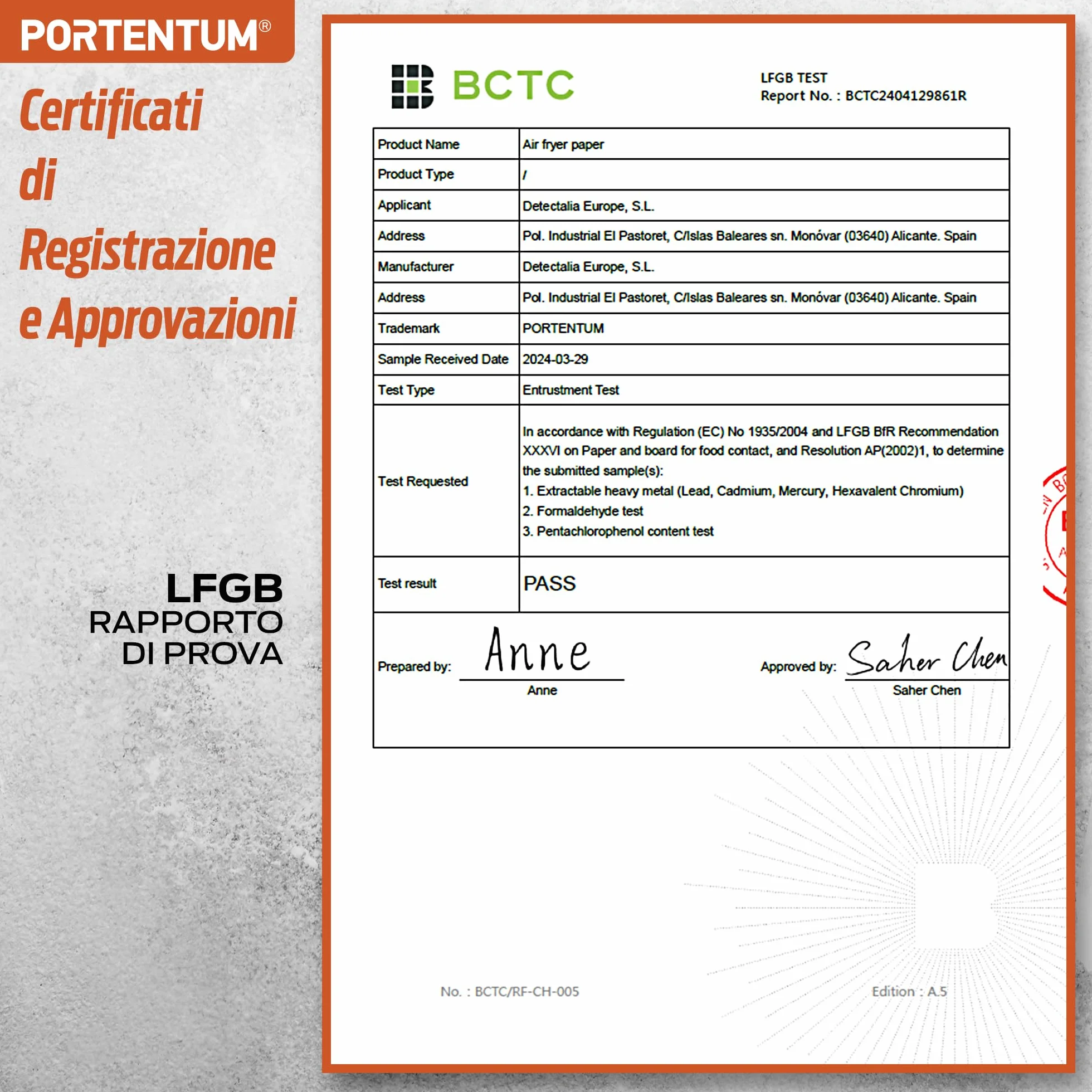 PORTENTUM Carta forno per friggitrice ad aria 100 unità quadrate 20–24 cm 5–8 L BPA Free